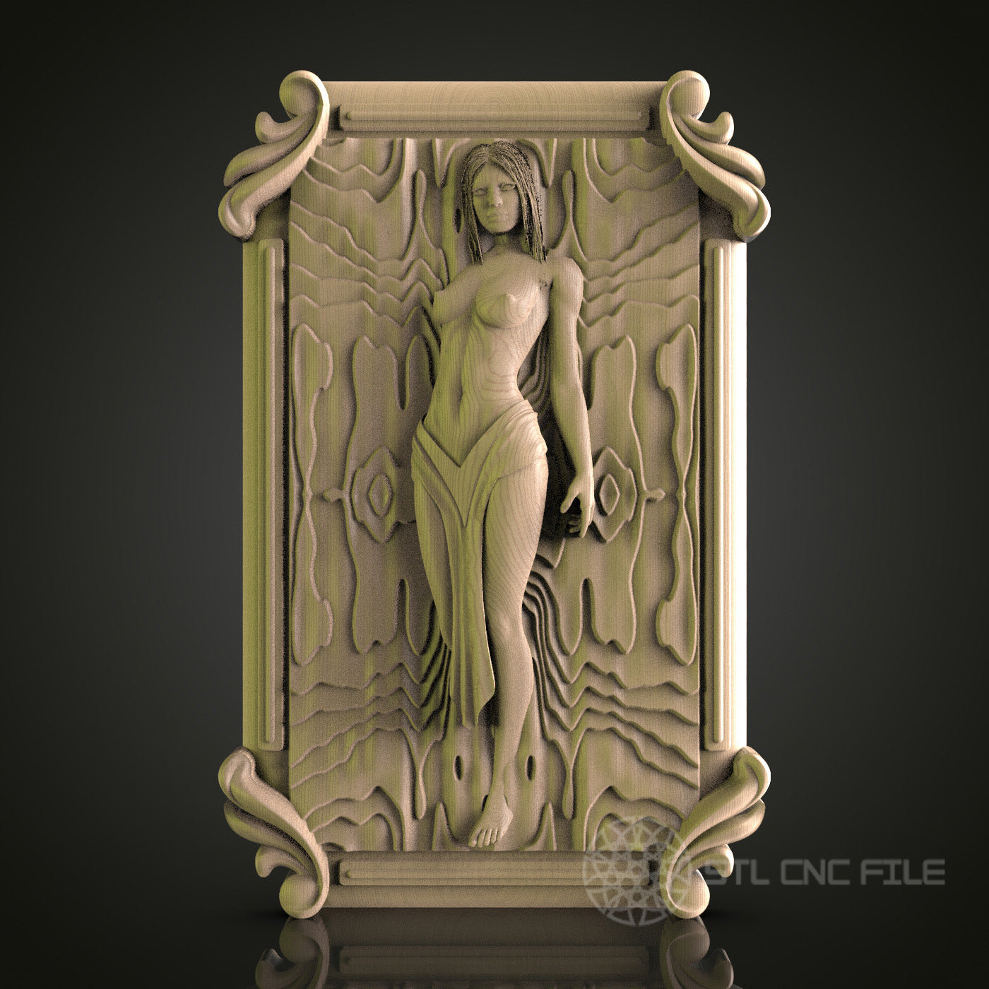 Steampunk Woman Relief STL Model for CNC Router, Aspire, Artcam, 3D Printer, Wall Decor, Wood Art