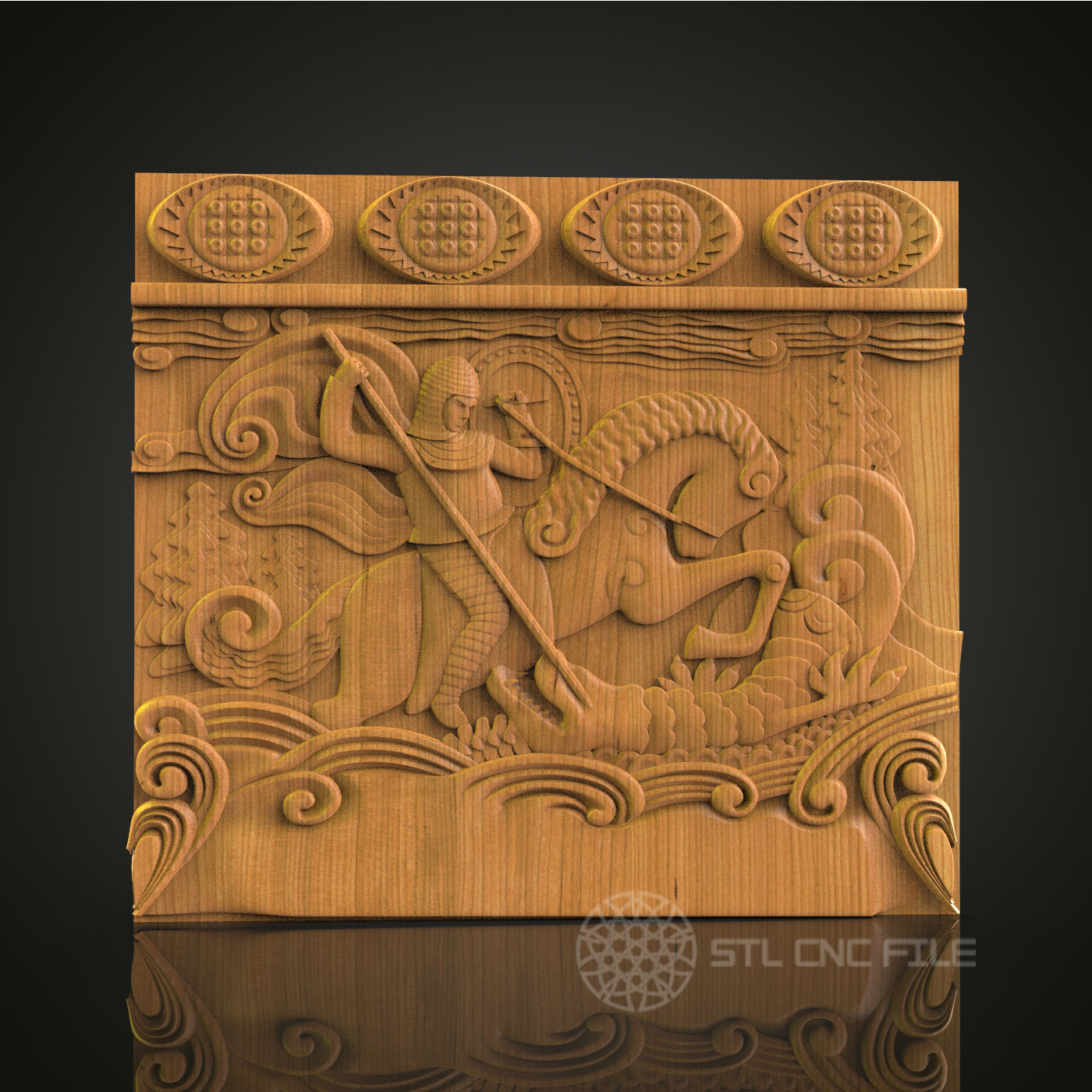 Knight on Horseback Relief - STL Model for CNC Router Engraver - Artcam, Aspire Compatible - Wood Art, Wall Decor, 3D Printer Ready