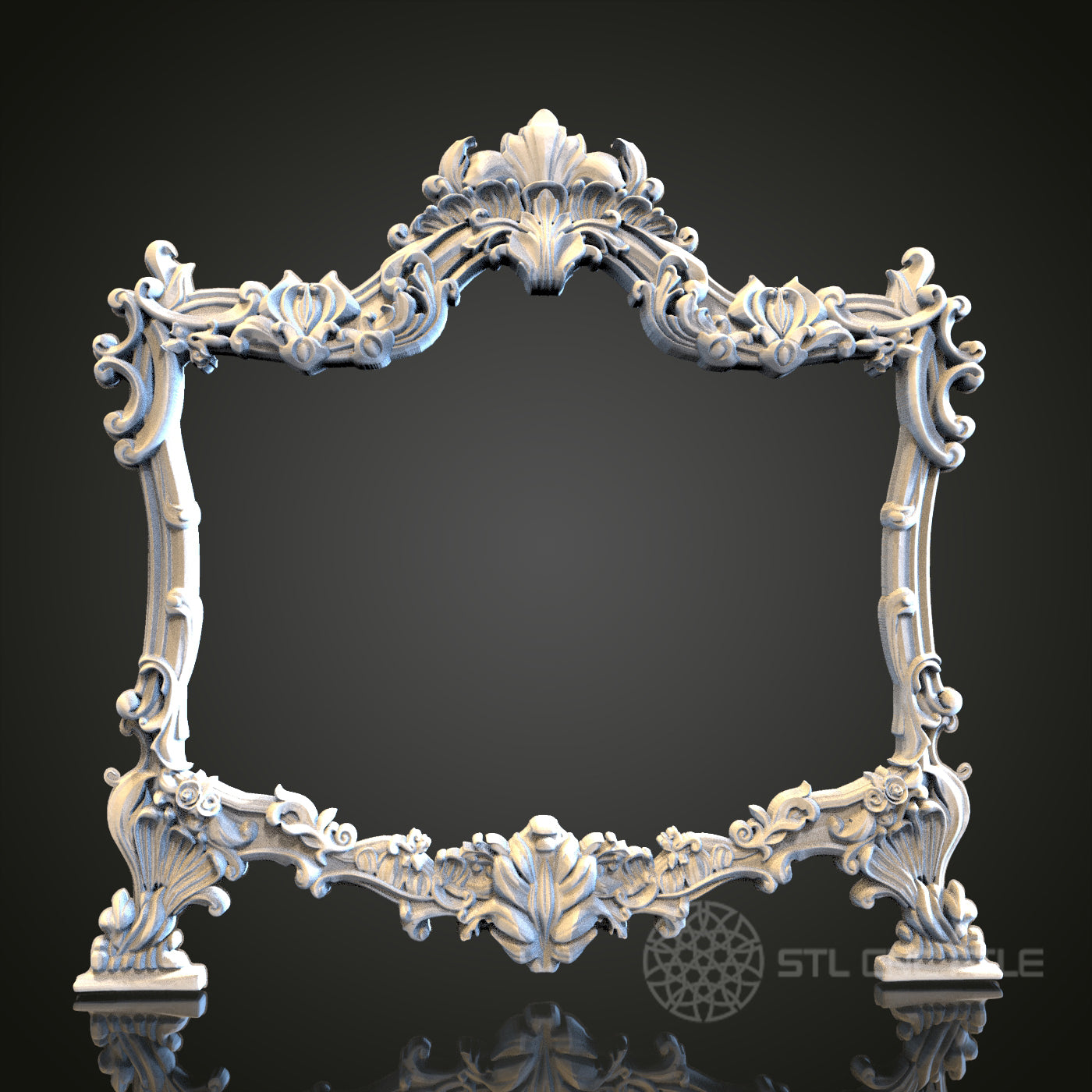 Ornate Baroque Frame STL Model for CNC Router Engraver, Artcam, Aspire, Wood Wall Decor, 3D Printer