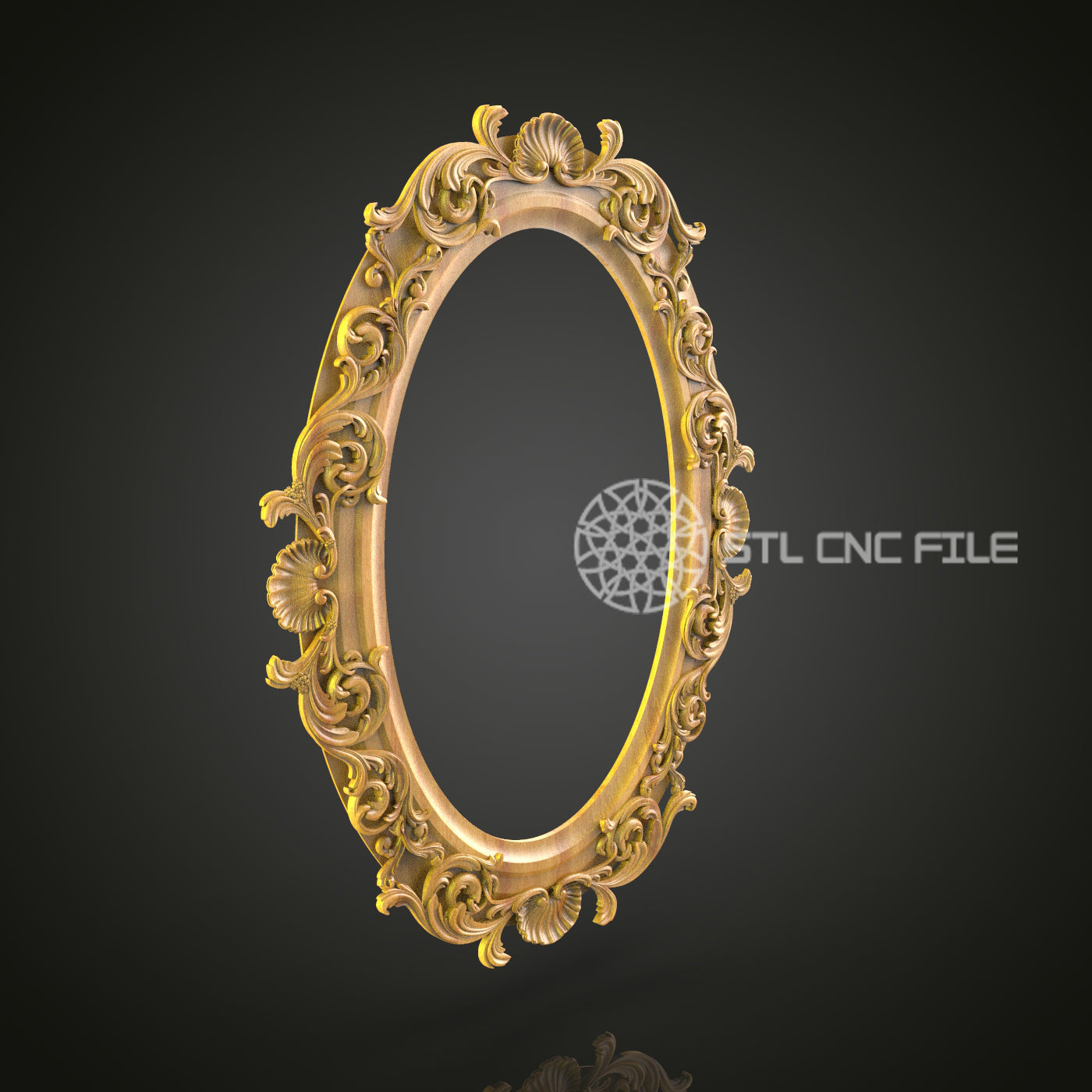 Elegant Baroque Mirror Frame - CNC Carved STL File, Classic Home Decor, Wood Art
