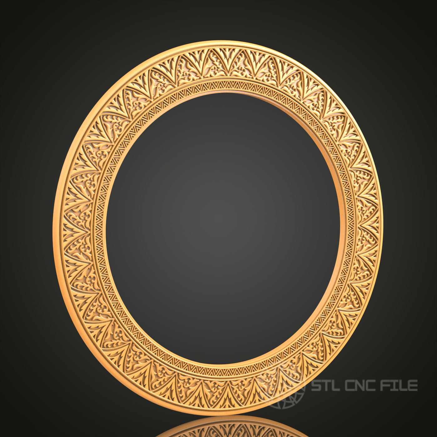 Geometric Foliage Circular Frame STL Model – Perfect for CNC and 3D Printing