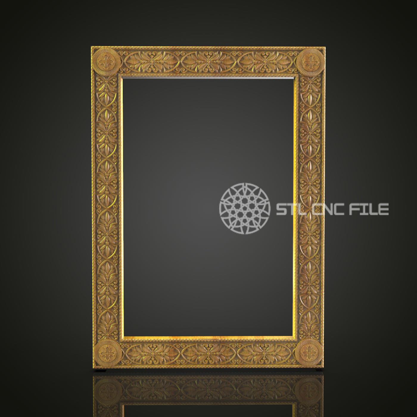 Ornate CNC Carved Frame STL File for Router Engravers - Digital Download for Wood Wall Art Decor