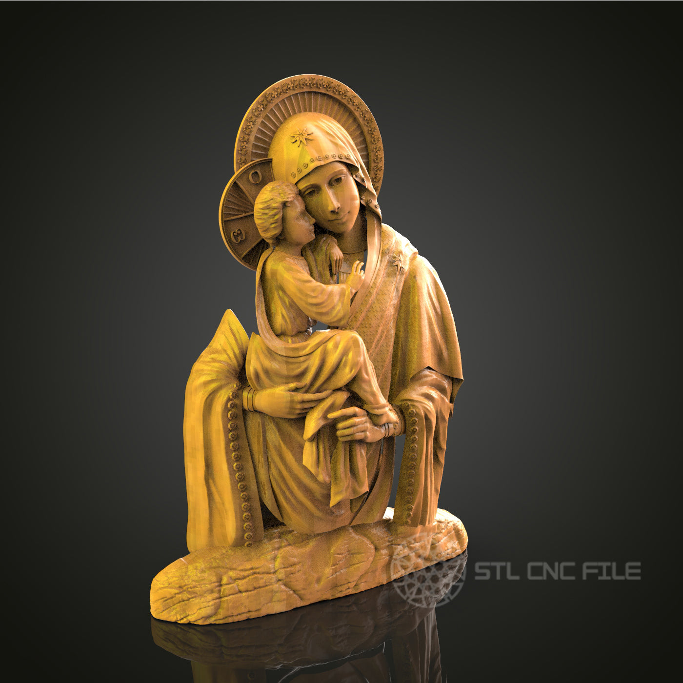 Religious Figure Relief - STL Model for CNC Router Engraver - Artcam, Aspire Compatible - Wood Art, Wall Decor, 3D Printer Ready
