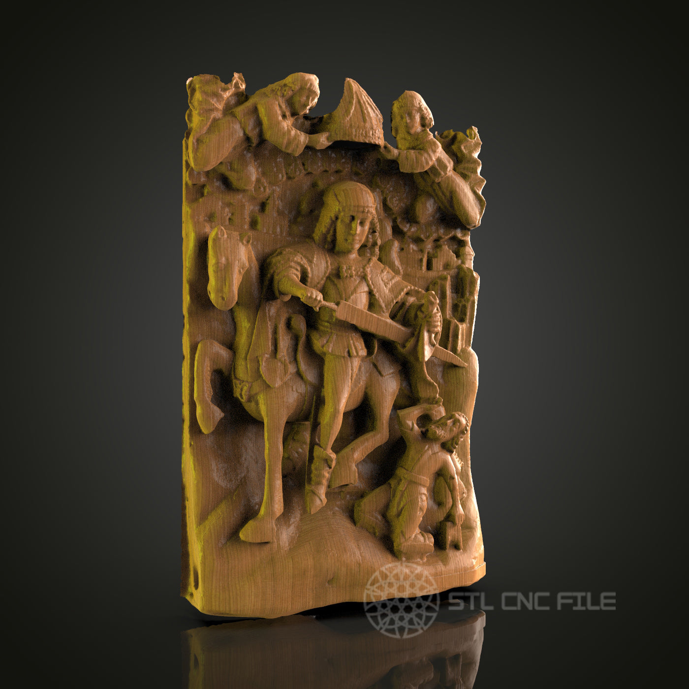 Knight on Horseback Relief - STL Model for CNC Router Engraver - Compatible with Artcam, Aspire - Historical Wall Art, 3D Printer Ready