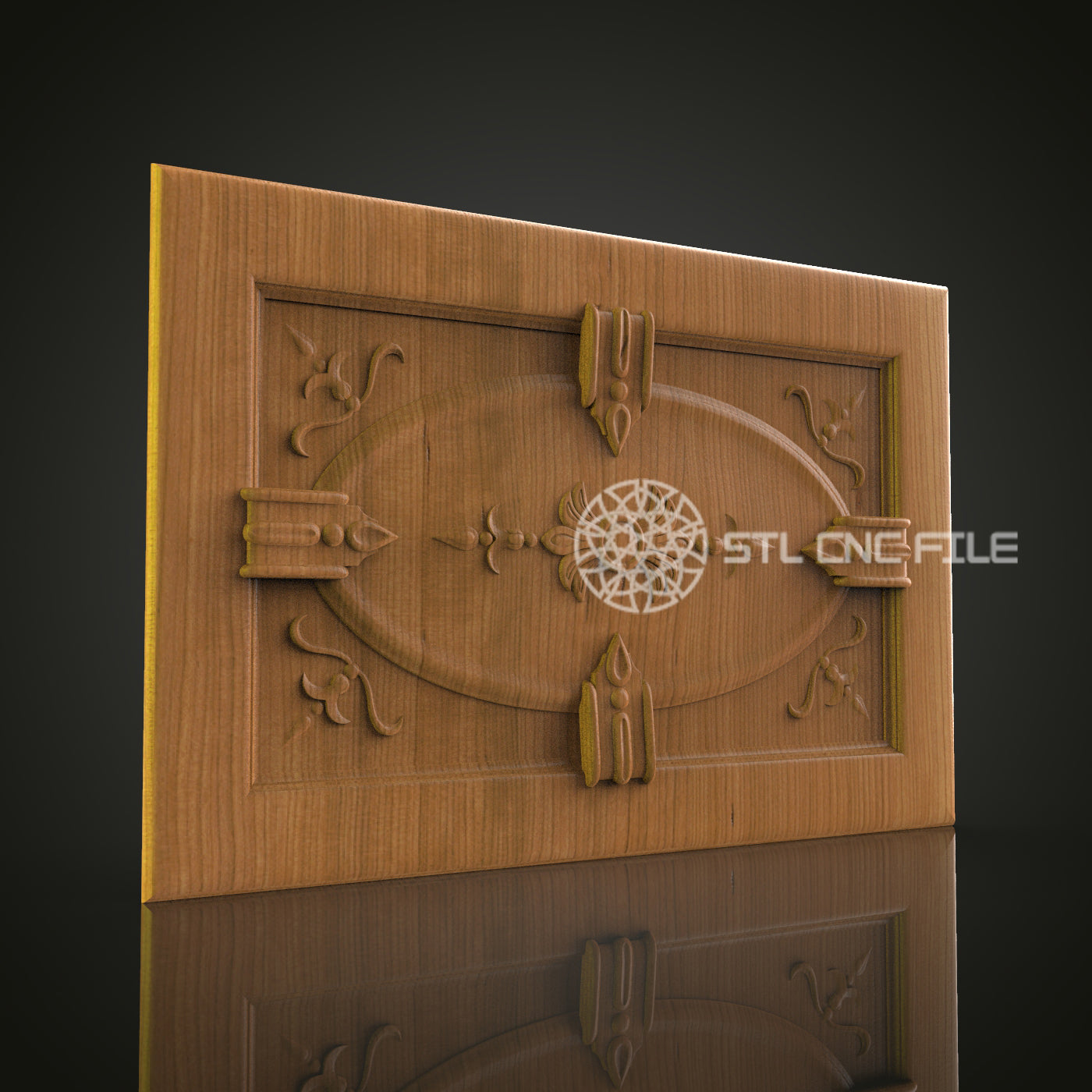 Elegant 3D Carved Rectangular Panel STL File for CNC and 3D Printing - Decorative Relief Art, Home Decor, Digital Download