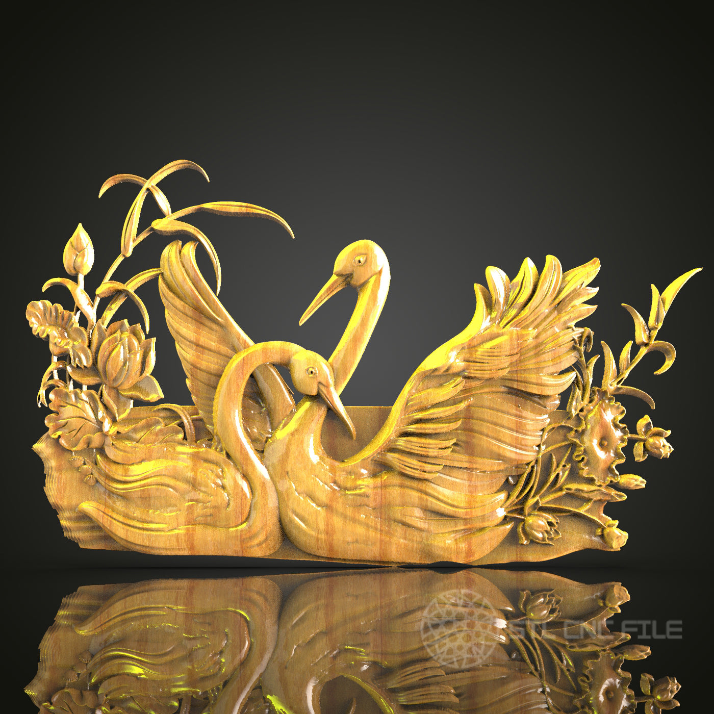 Elegant Swan Lake STL File for CNC Wood Carving – Ideal for Artcam, Aspire Enthusiasts & Home Decor