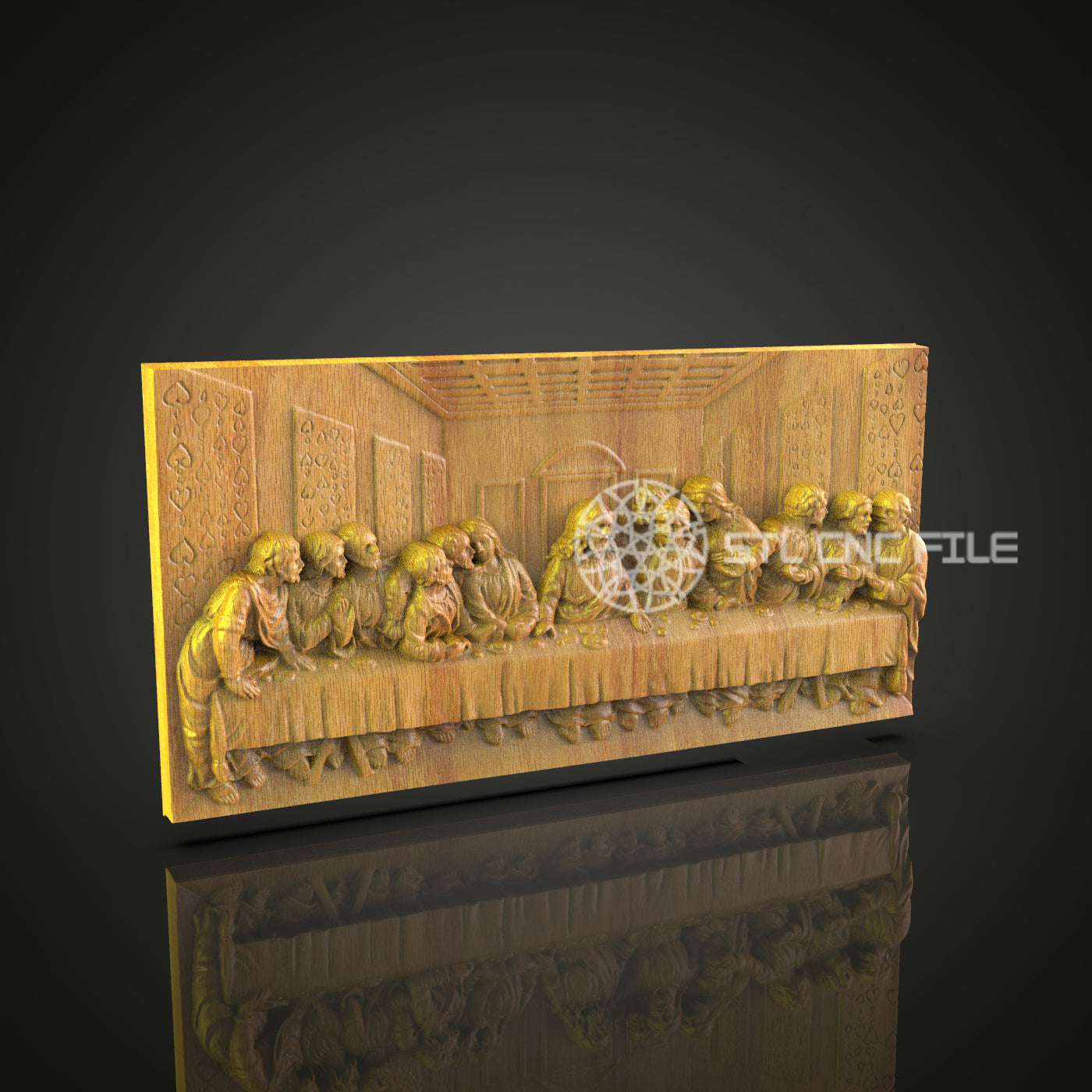 Last Supper CNC Engraved Panel - Detailed Religious Art, STL Model Wood Carving