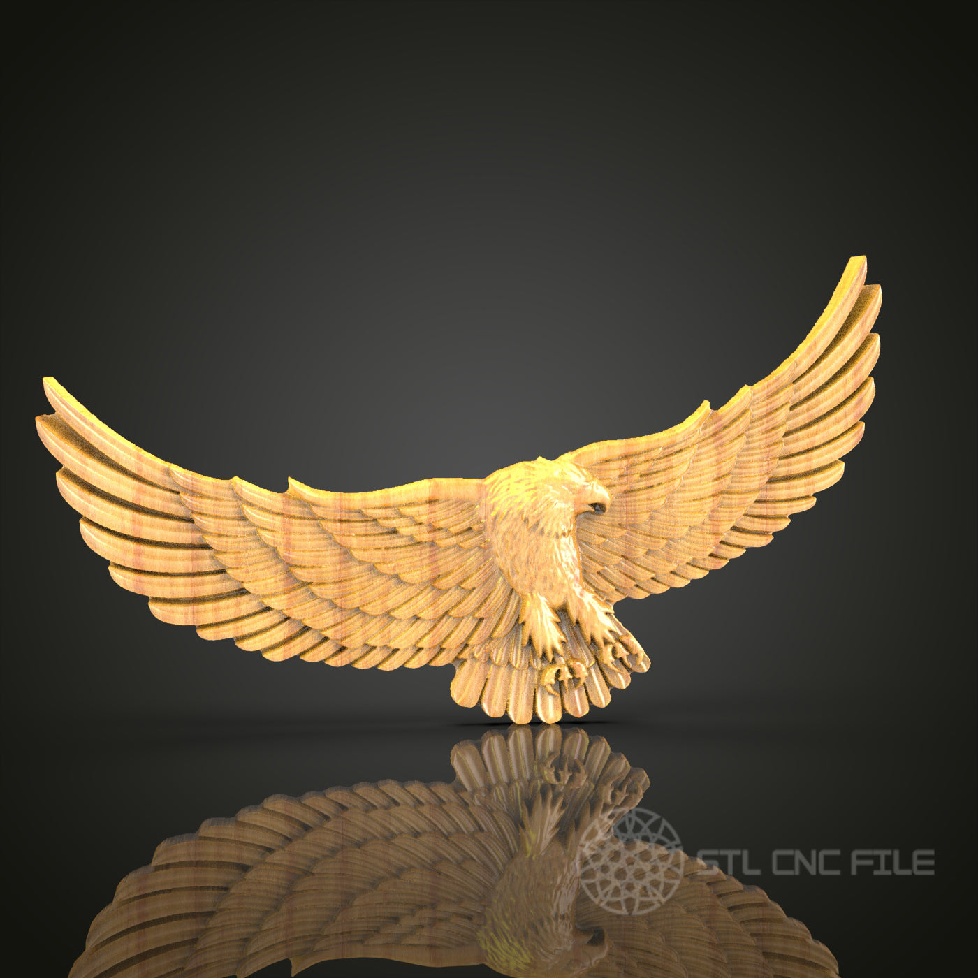 Eagle Wings 3D STL Model for CNC Router - Majestic Bird Wall Art, Digital Carving Files