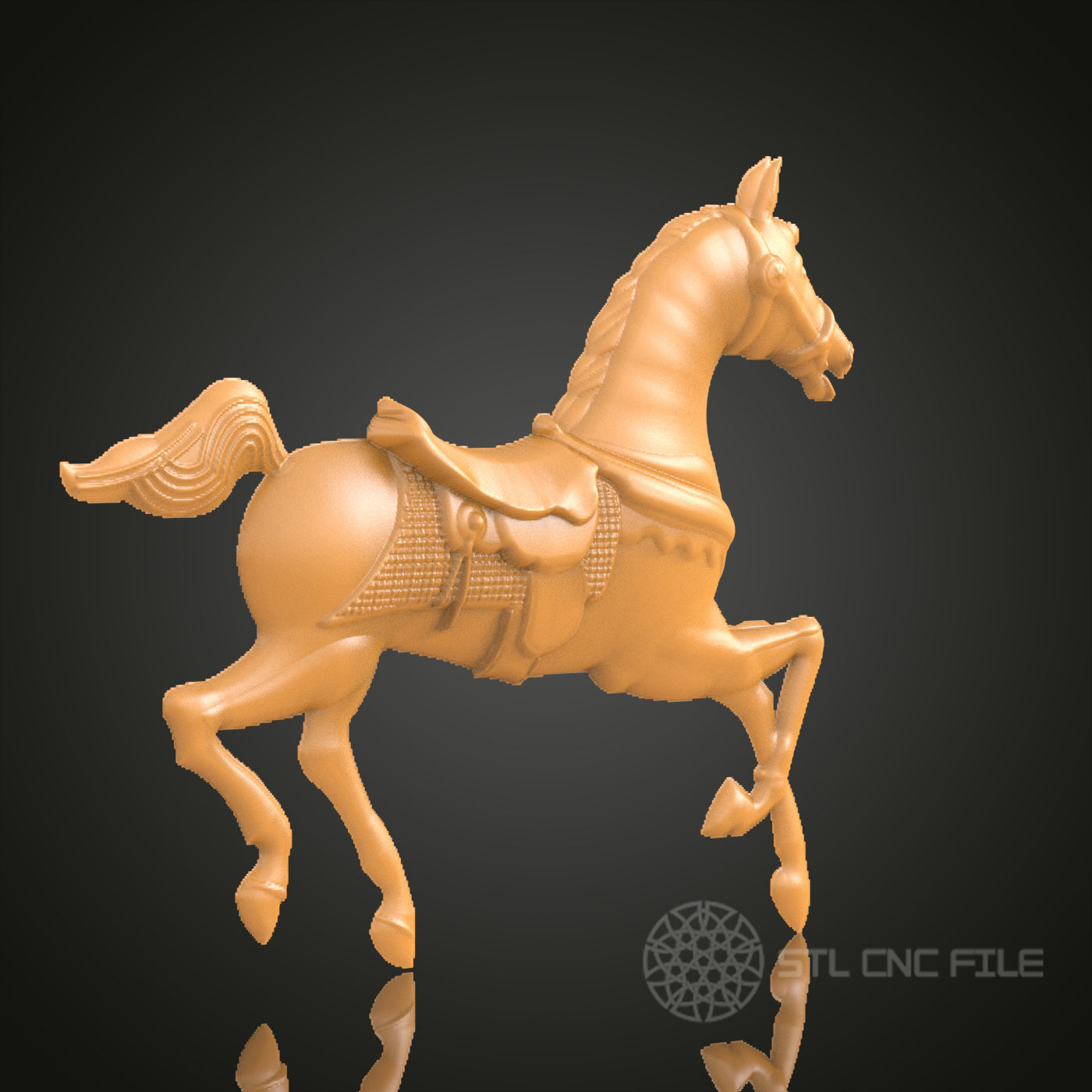 Elegant Horse 3D STL Model, CNC Router Engraver Artcam Aspire, Wood Art Wall Decor, 3D Printer Ready, PDF with STL Link