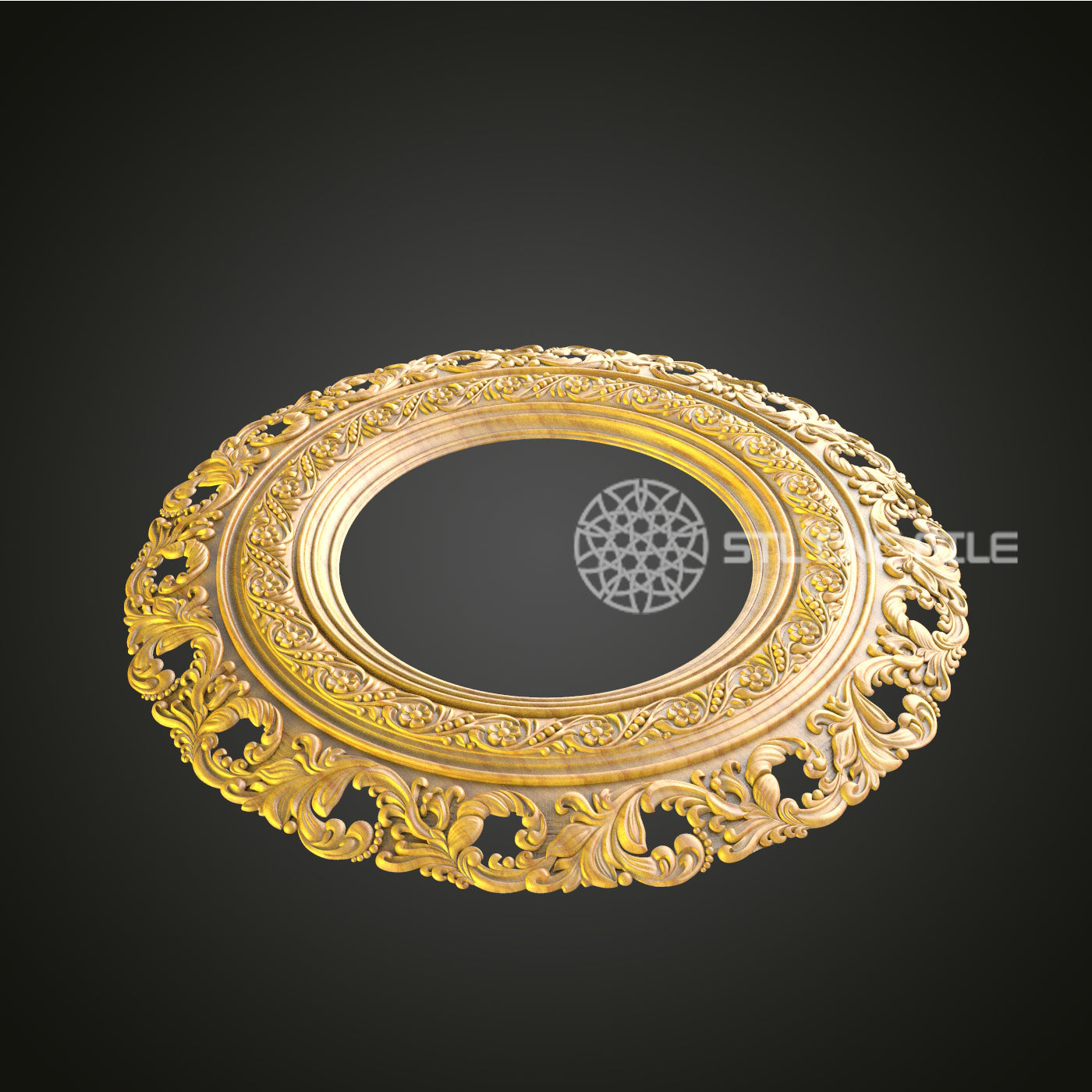 Regal Golden Oval Frame - CNC Router STL File, Luxurious Wall Art