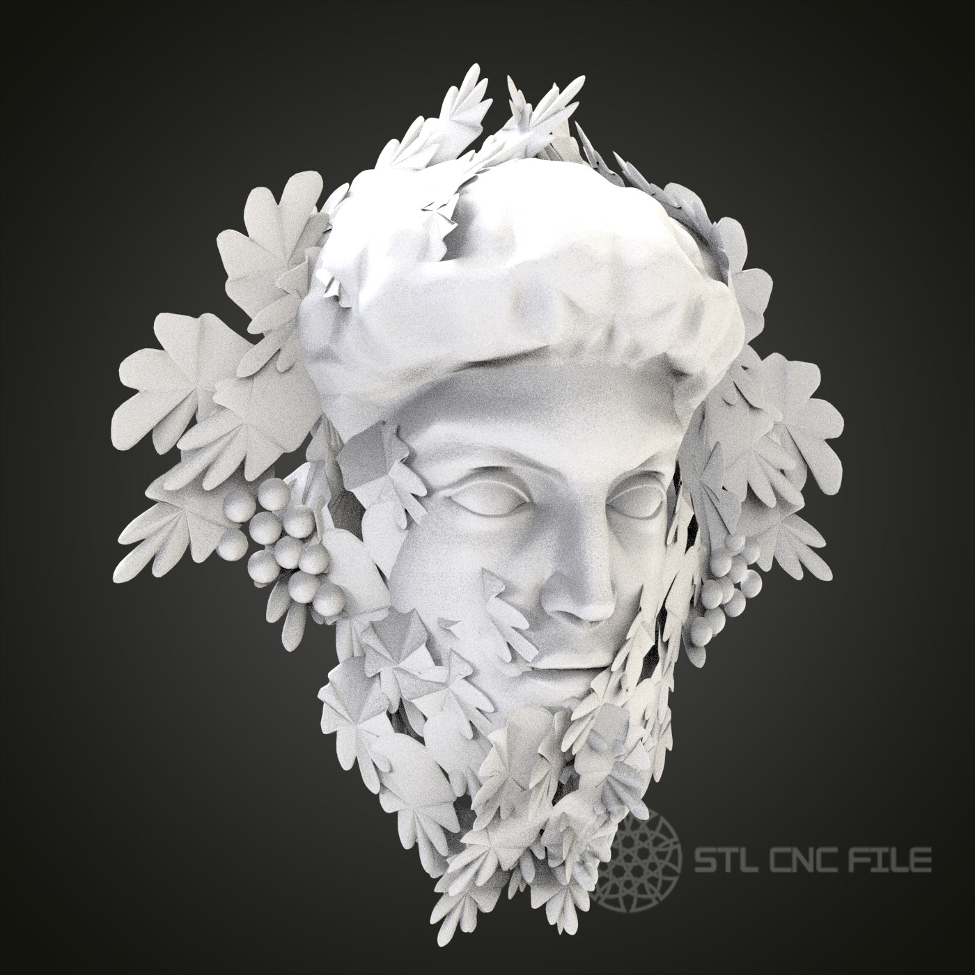 Mythical Green Man Relief STL Model for CNC Router Engraver, Artcam, Aspire, Wood Art Wall Decor