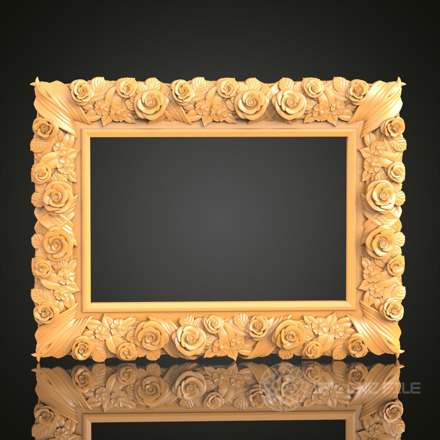 Ornate Floral Frame STL Model for CNC Router Engraver, Artcam, Aspire, Wood Art, Wall Decor, 3D Printer