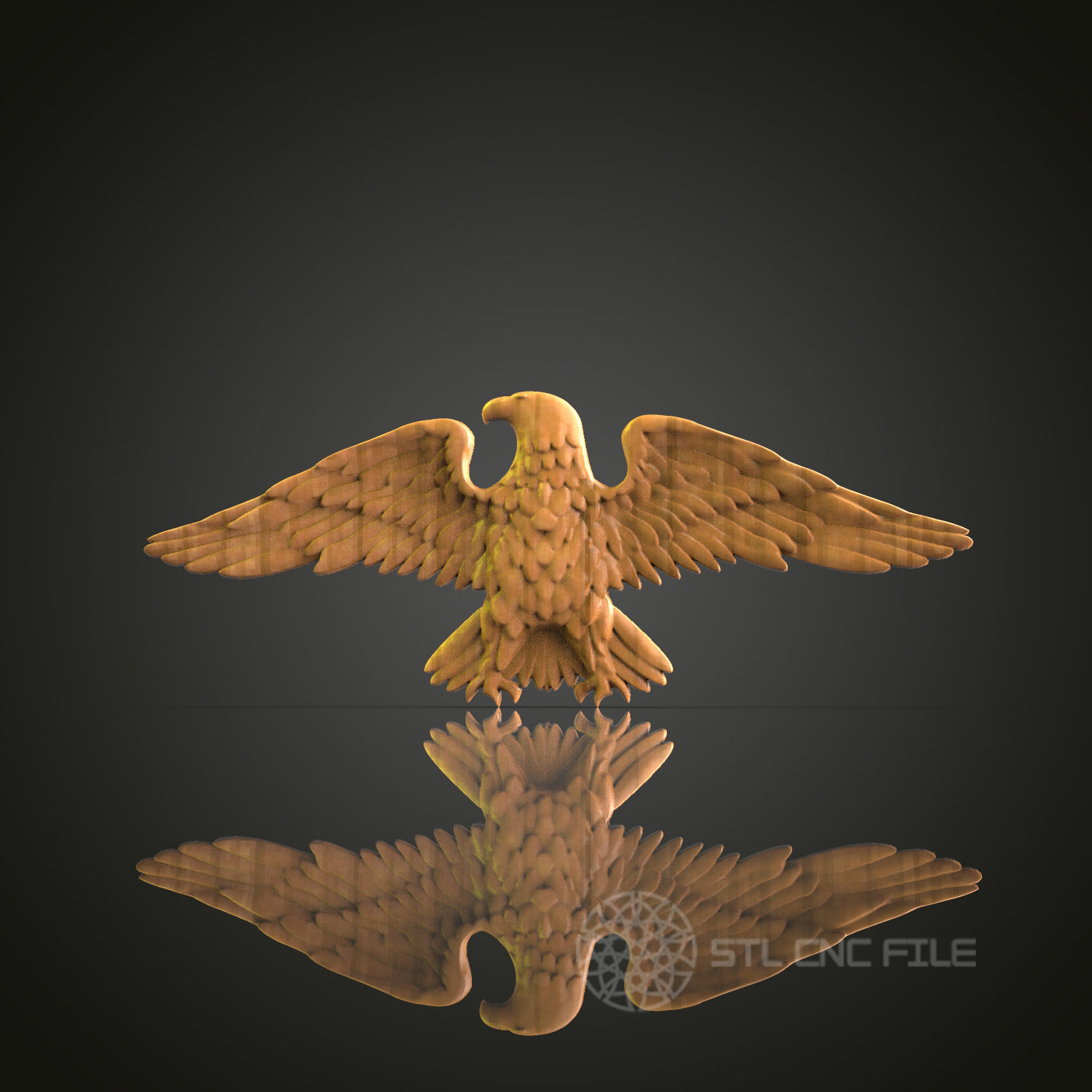Eagle with Wings Spread Relief - STL Model for CNC Router Engraver - Artcam, Aspire Compatible - Wood Art, Wall Decor, 3D Printer Ready