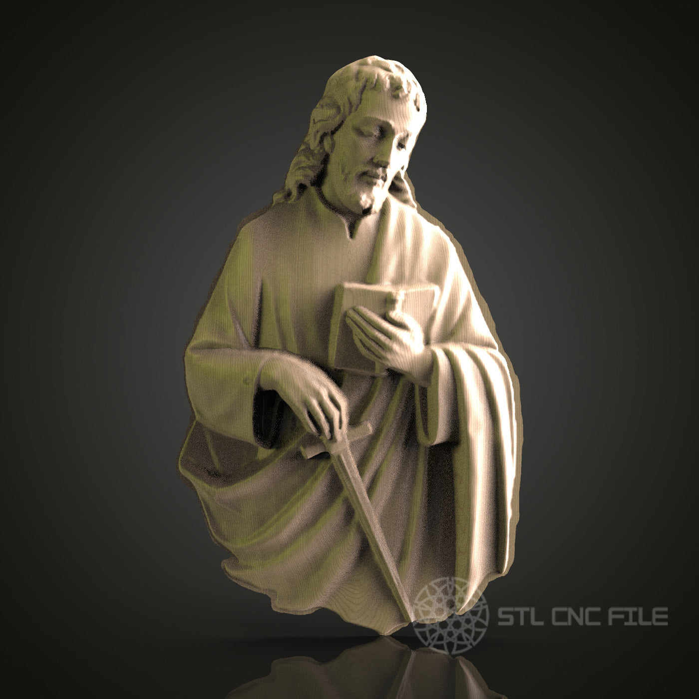 STL Model of Jesus with Cross, CNC Router Engraver, Artcam, Aspire, CNC files, Wood Art, Wall Decor, 3D Printer