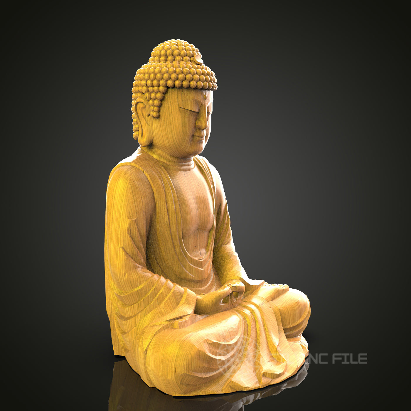Seated Buddha Relief - STL Model for CNC Router Engraver - Artcam, Aspire Compatible - Wood Art, Wall Decor, 3D Printer Ready
