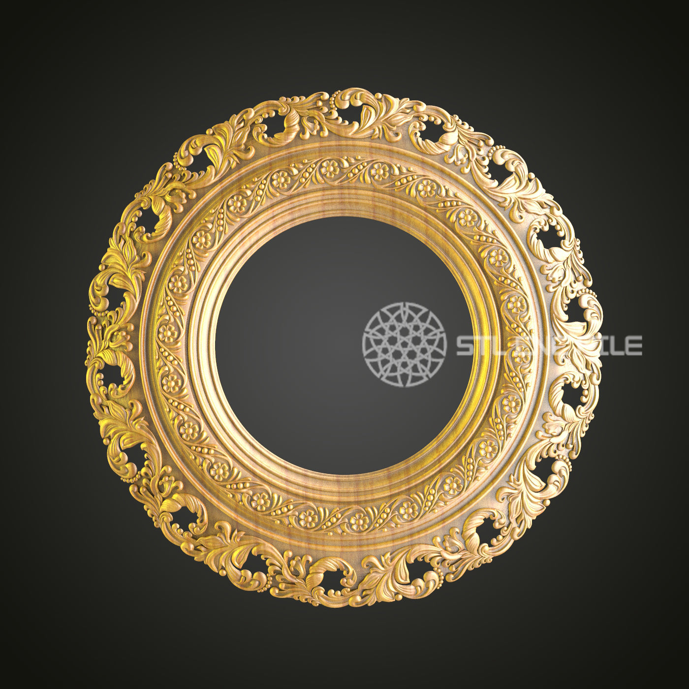 Regal Golden Oval Frame - CNC Router STL File, Luxurious Wall Art