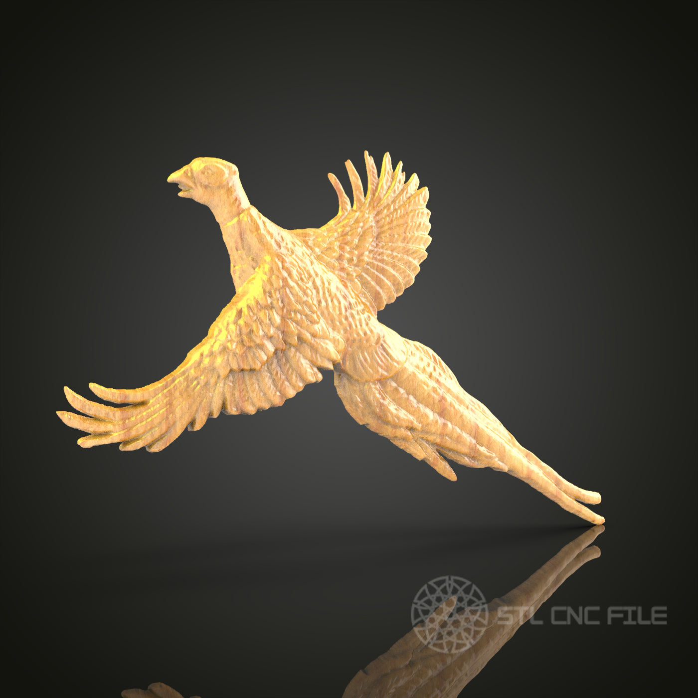 Majestic Pheasant 3D Model for CNC Router - Artcam, Aspire, STL Files, Bird Sculpture