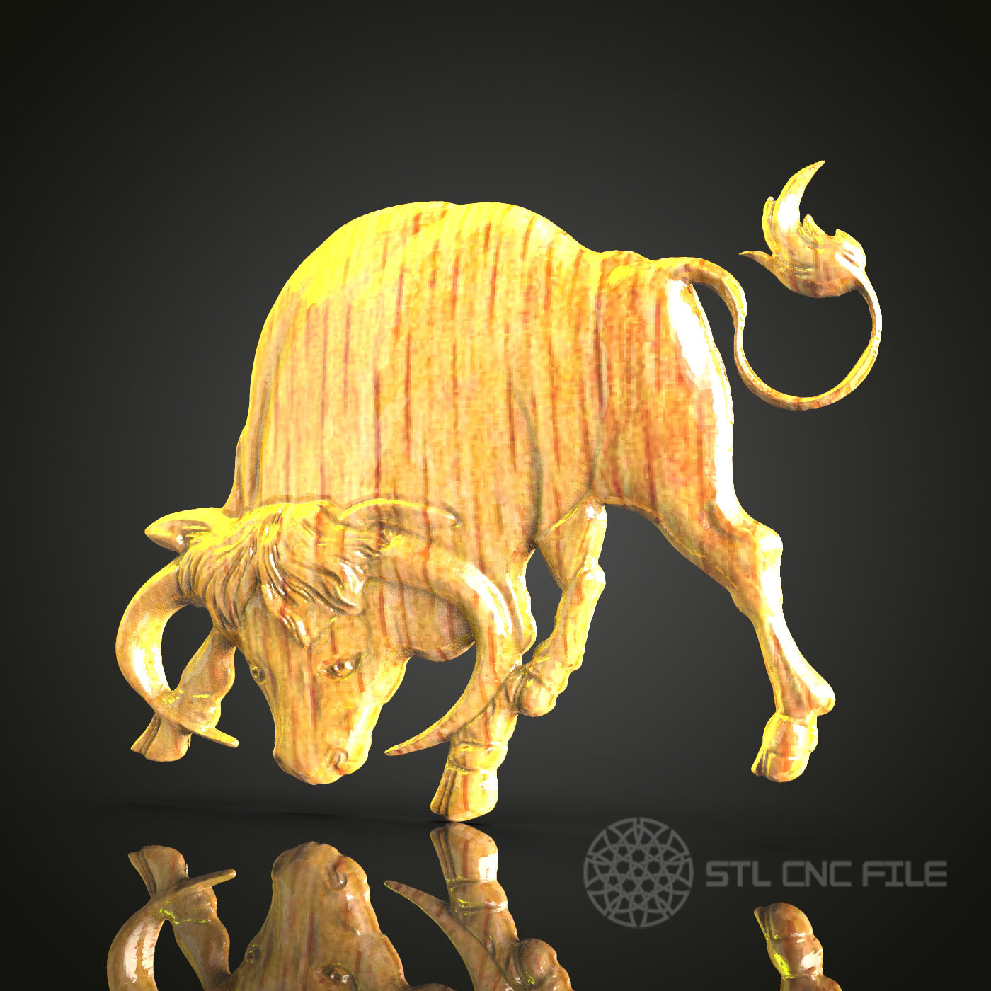 Majestic Bull STL Model for CNC Wood Carving – Perfect for Wall Decor, Artcam, Aspire Enthusiasts