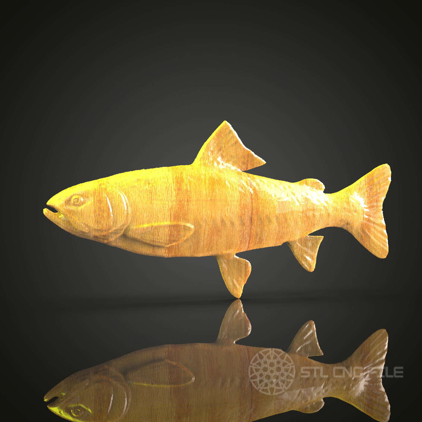 Fish 3D STL Model for CNC Router - Aquatic Life Wood Carving Digital File, Marine Art Decor