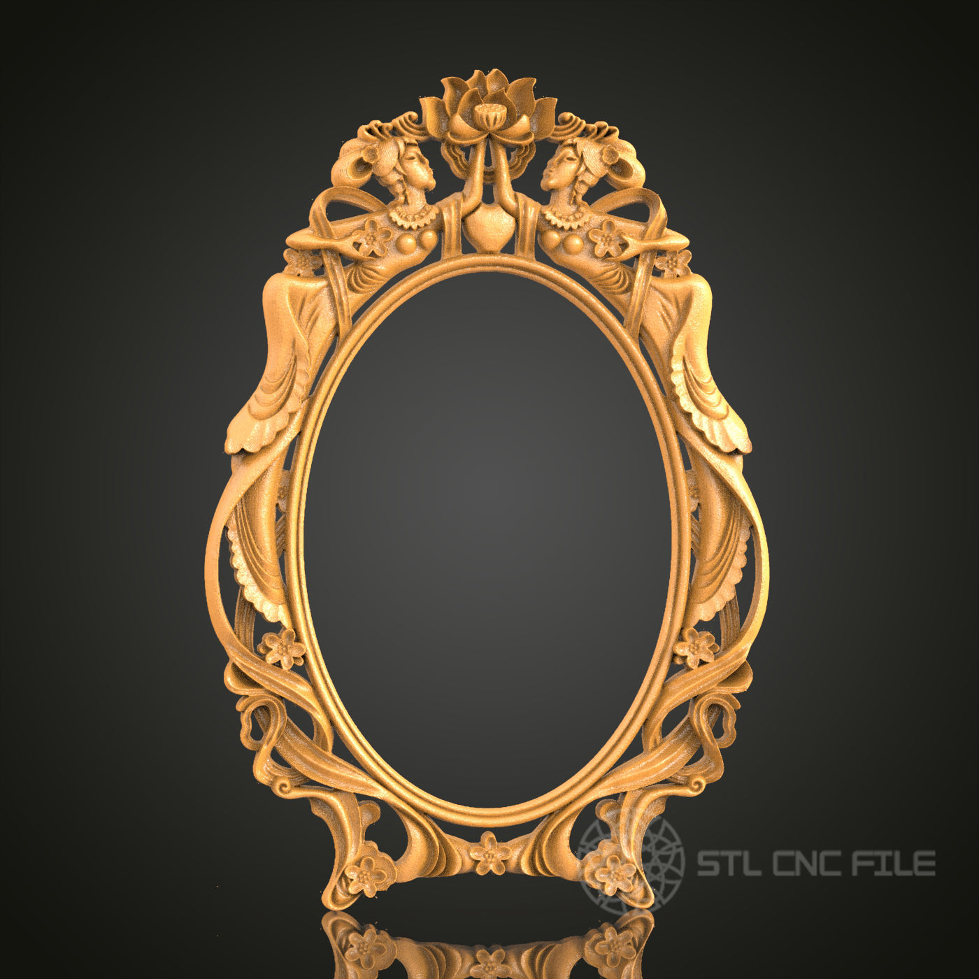 Art Nouveau Inspired Oval Frame STL Model – Ideal for CNC and 3D Printing Projects