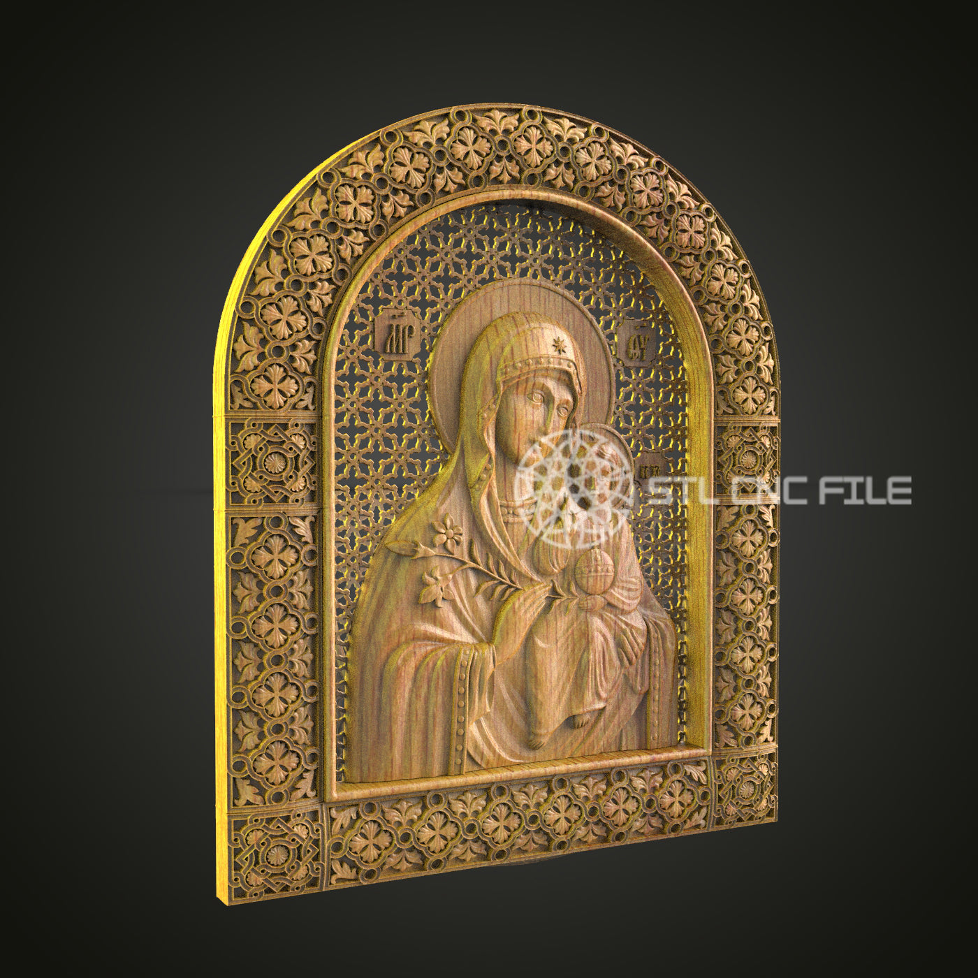 Madonna with Child Arch CNC Relief Carving File - Detailed Wood Art for CNC Routers, Artcam, Aspire Compatible