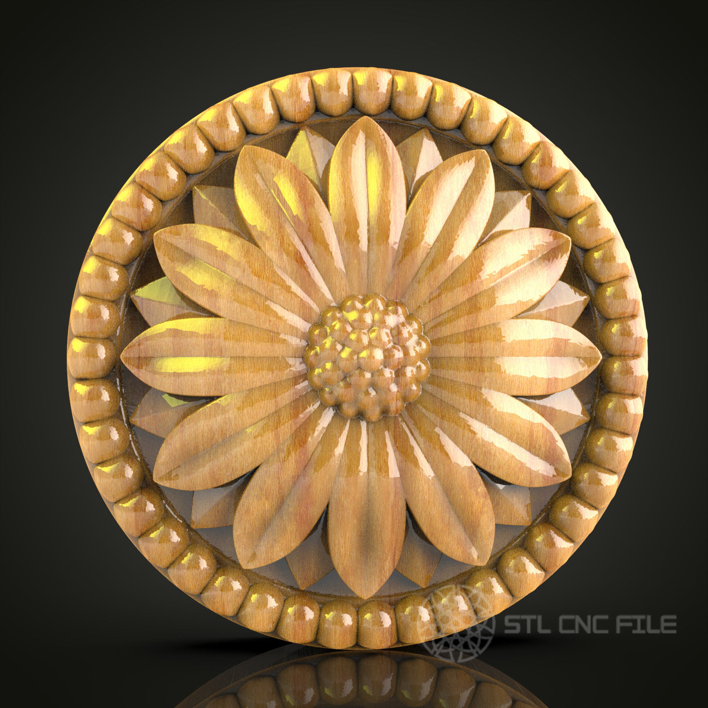 Sunflower Decorative Panel STL Model for CNC Router, Compatible with Artcam, Aspire - Rustic Wall Decor