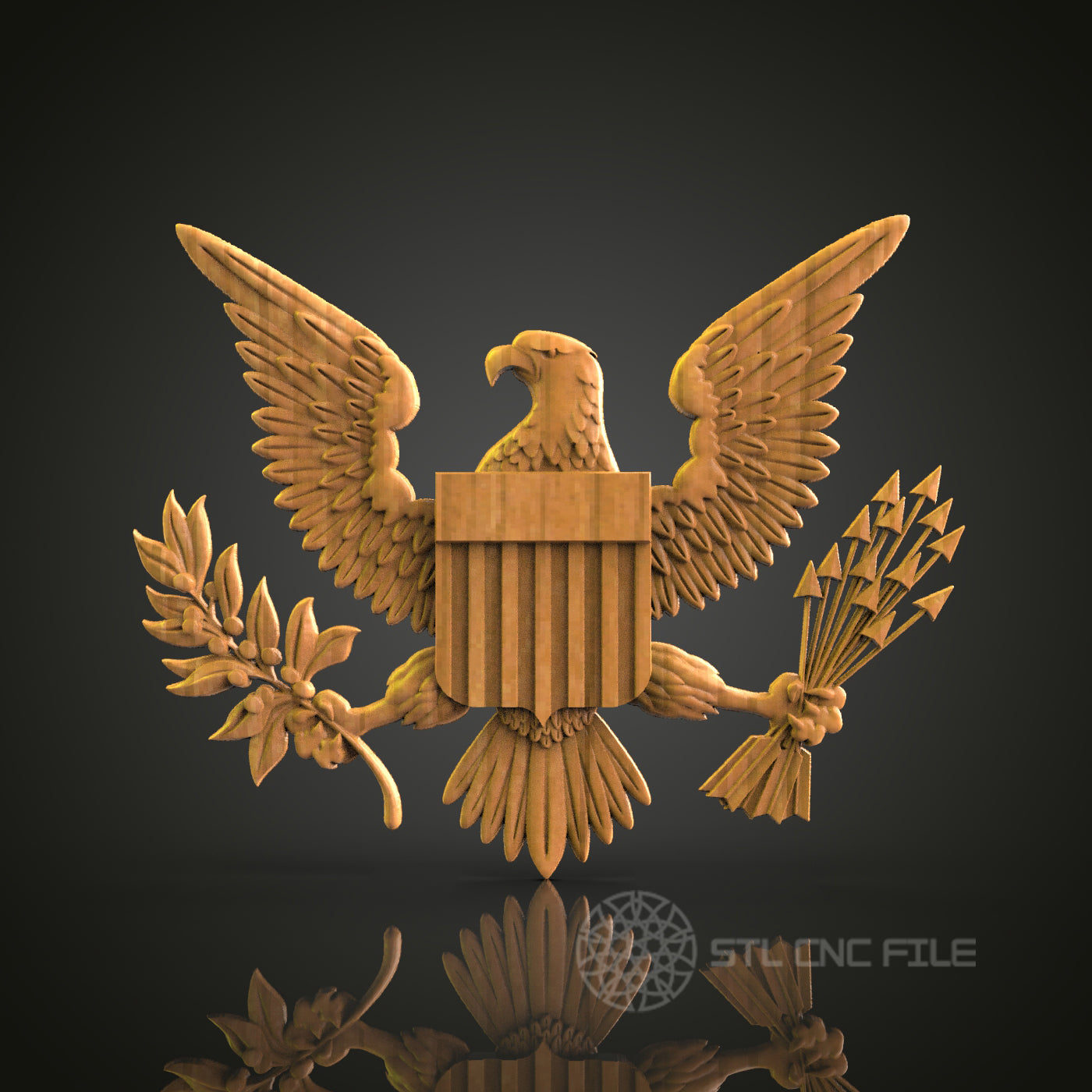 Eagle Emblem Relief - STL Model for CNC Router Engraver - Artcam, Aspire Compatible - Wood Art, Wall Decor, 3D Printer Ready
