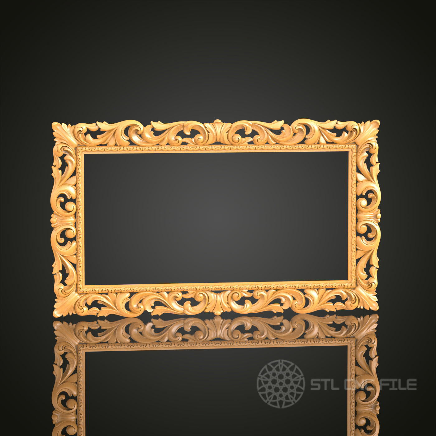 Intricate Rectangular 3D Frame STL Model for CNC Router Engraver, Artcam, Aspire, Wood Art, Wall Decor