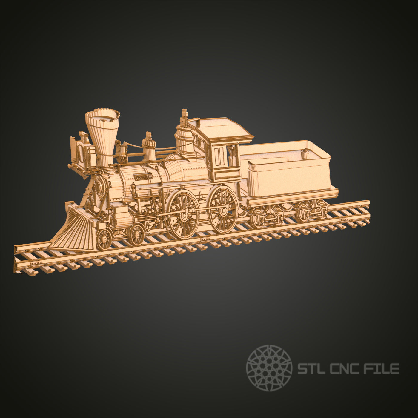 Vintage Train 3D STL Model, CNC Router Engraver Artcam Aspire, Wood Art Wall Decor, 3D Printer Ready, PDF with STL Link