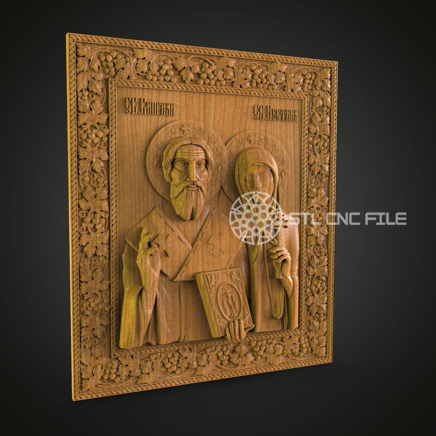 Saintly Duo CNC STL File - 3D Printable Religious Icons for Artcam, Aspire - Ornate Church Decor