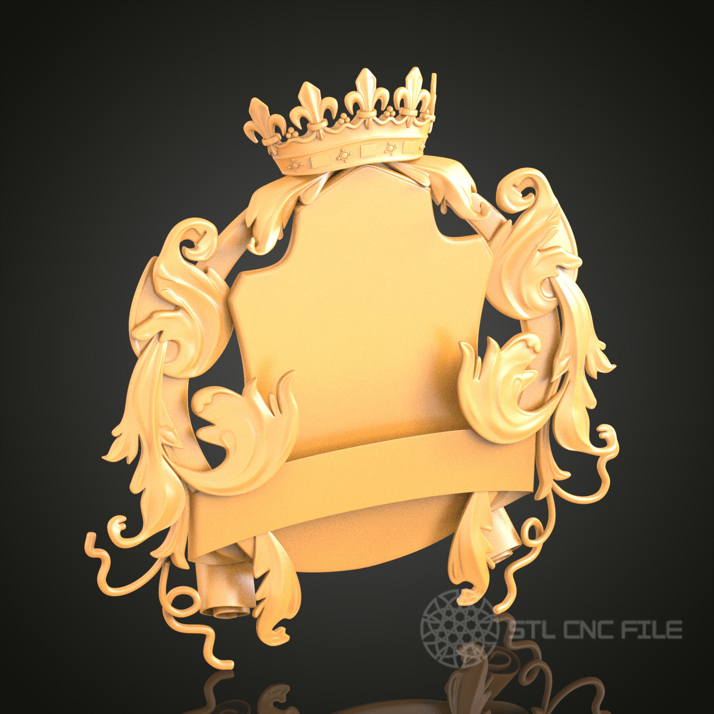 Royal Emblem Shield - STL Model for CNC Router and 3D Printing - Artcam, Aspire Compatible