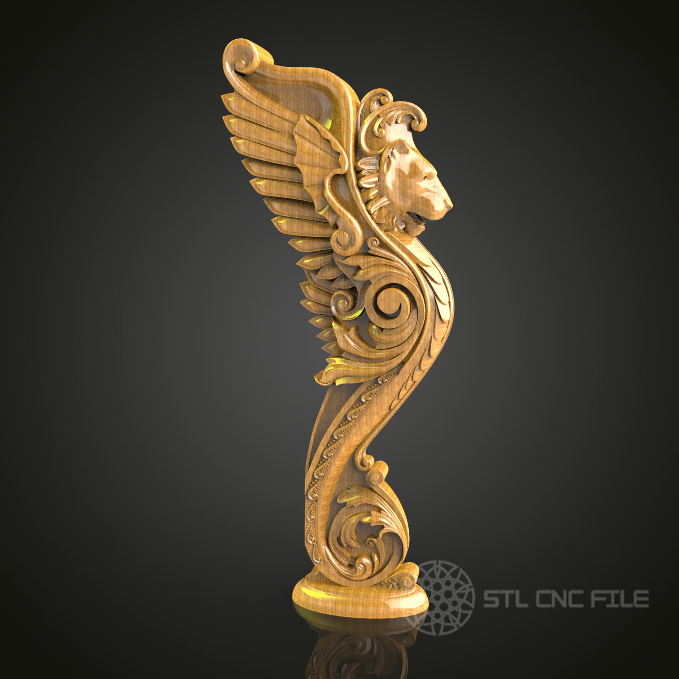 Elegant Swirl Flourish STL Model for CNC Router - Ideal for Artcam, Aspire, Detailed Wood Carving, Home Decor