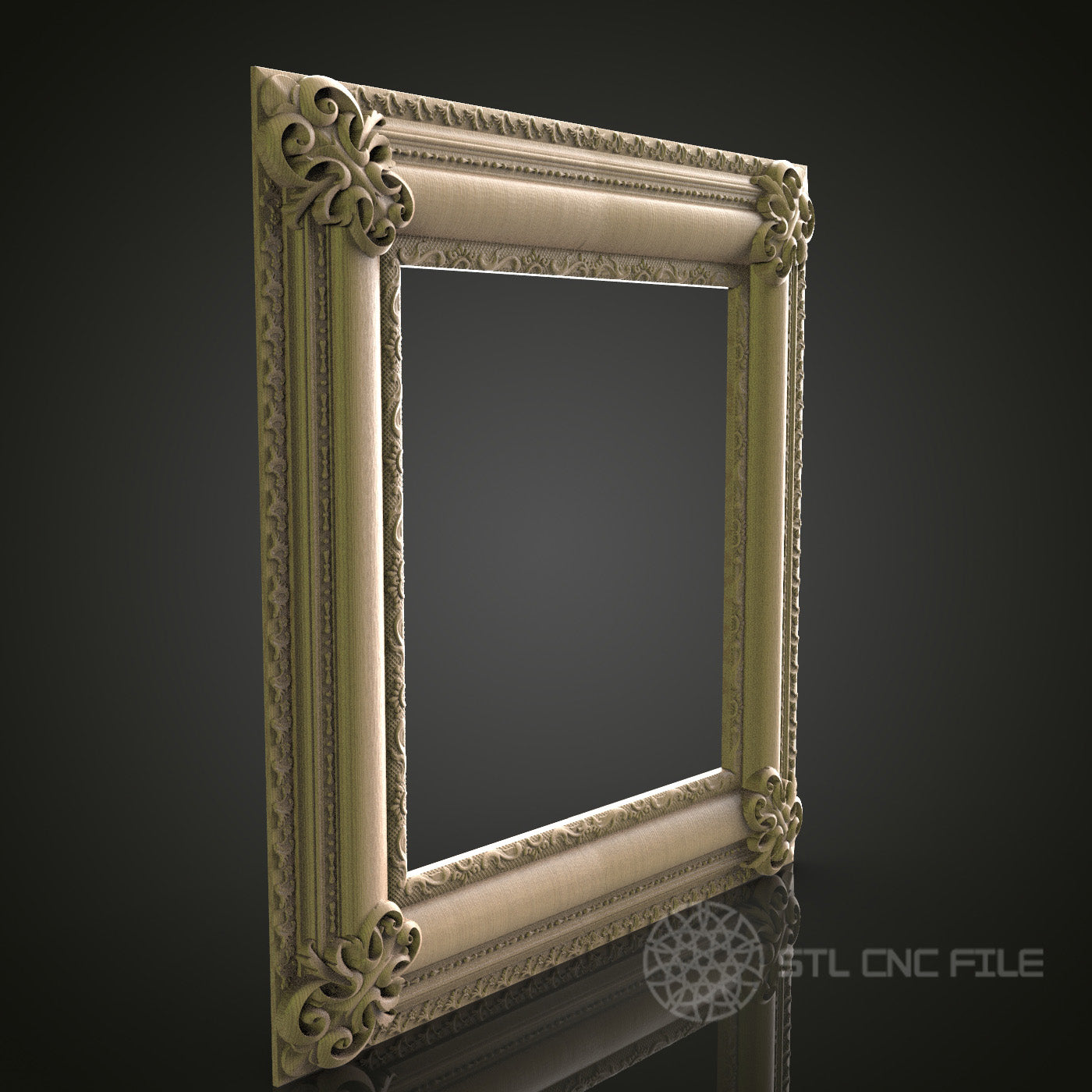 Elegant Ornate Square Frame for CNC and 3D Printing - STL File