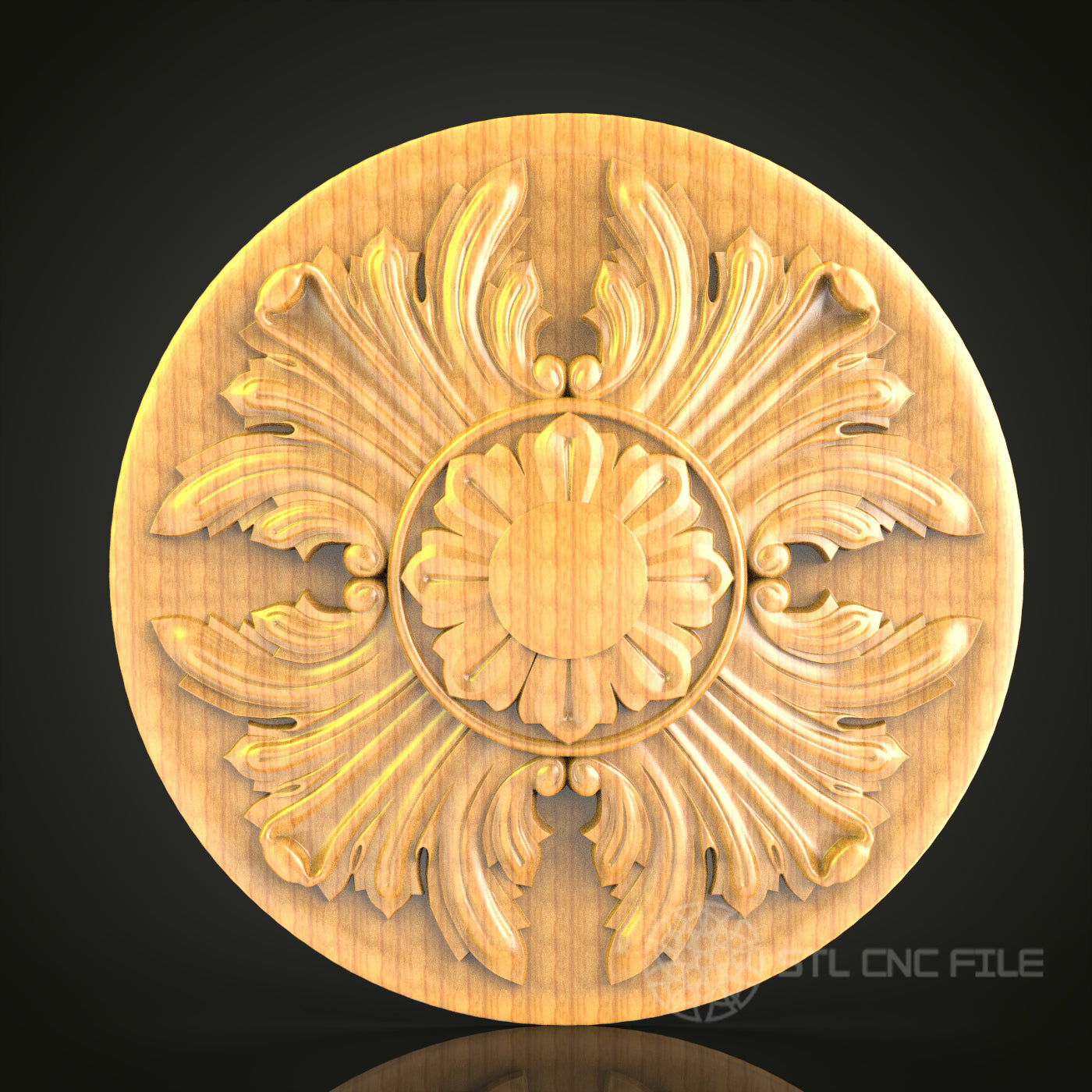 Regal Floral Medallion STL File – Elegant CNC Router Design for Artcam & Aspire, Ideal for Luxury Decor