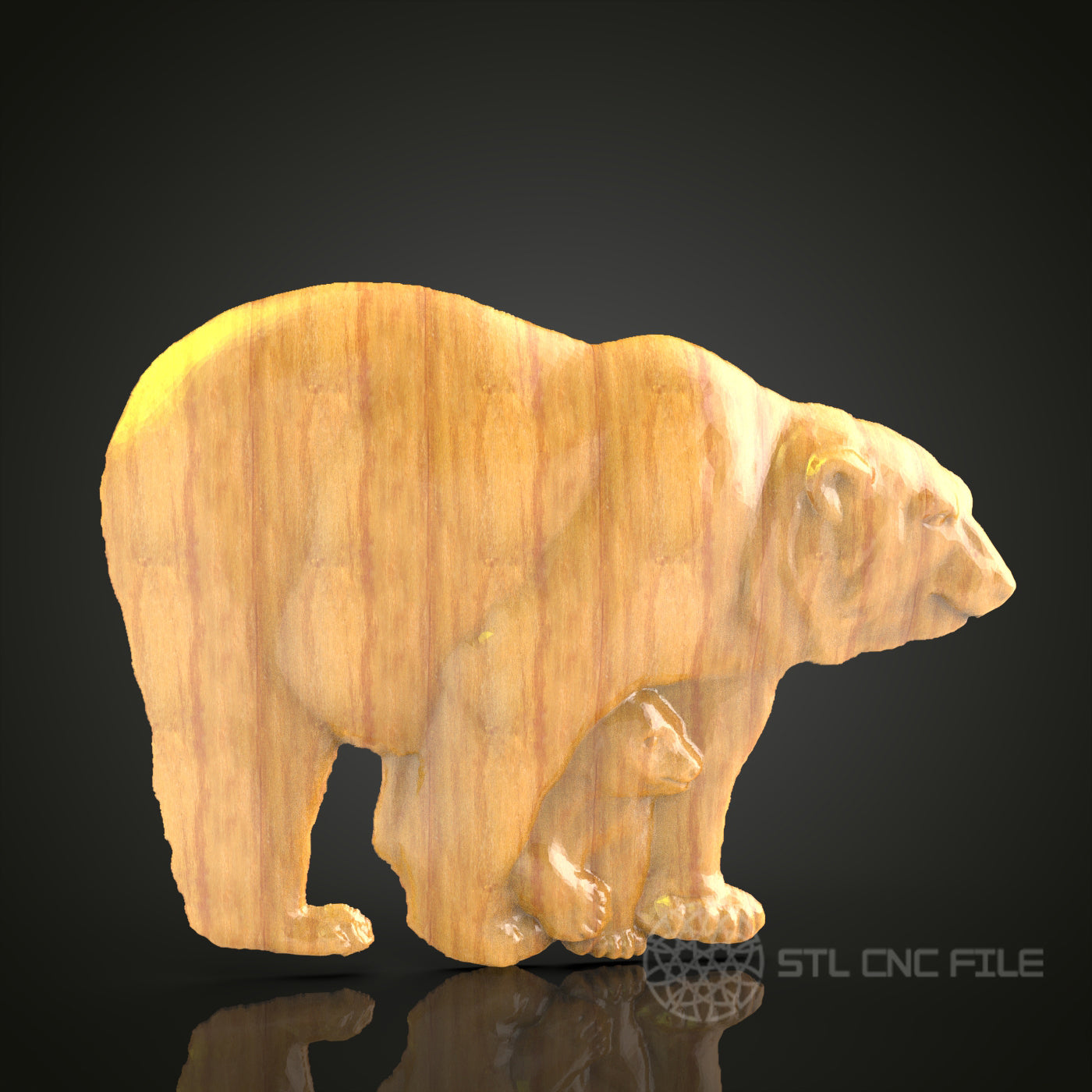 Bear Family 3D STL Model for CNC Router - Mother Bear and Cub Carving Digital File, Heartwarming Wildlife Art (Copie)