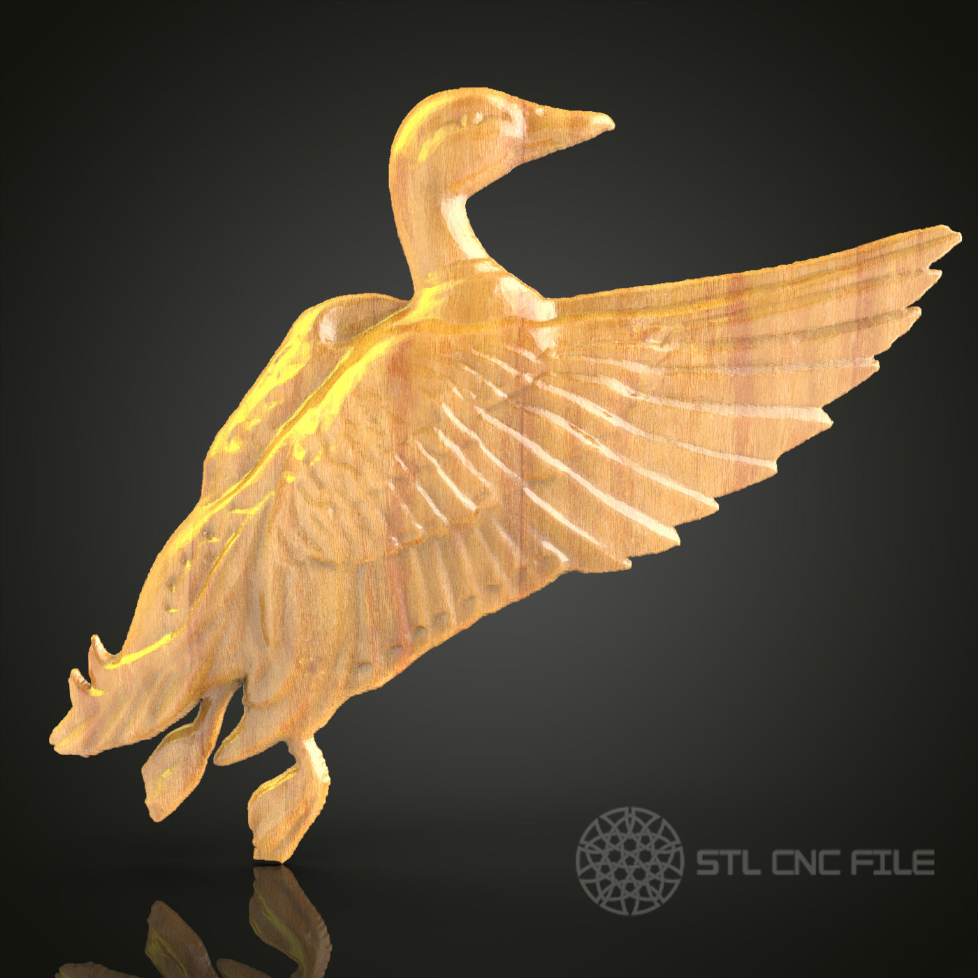Elegant Flying Goose STL Model for CNC Router - Dynamic Wood or Metal Art