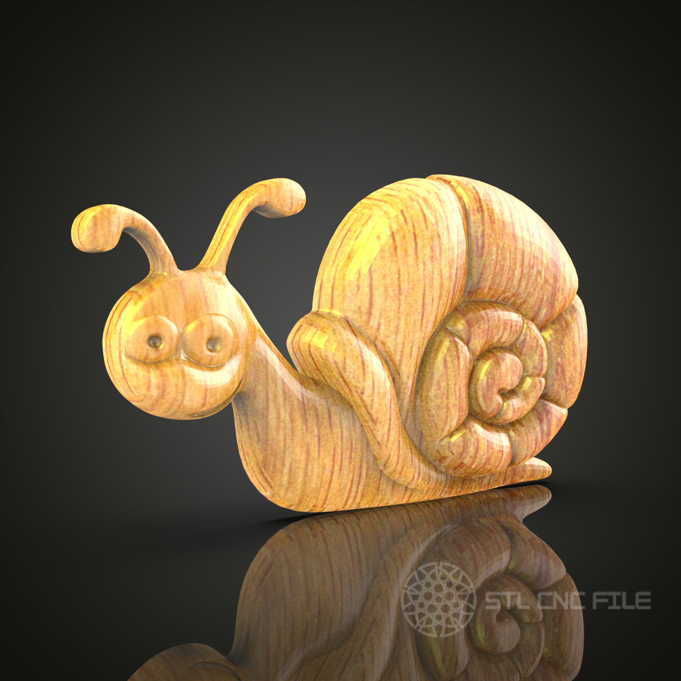 Whimsical Snail STL File for CNC, 3D Wood Carving, Charming Garden Decor, Router Engraving, Playful Wall Art