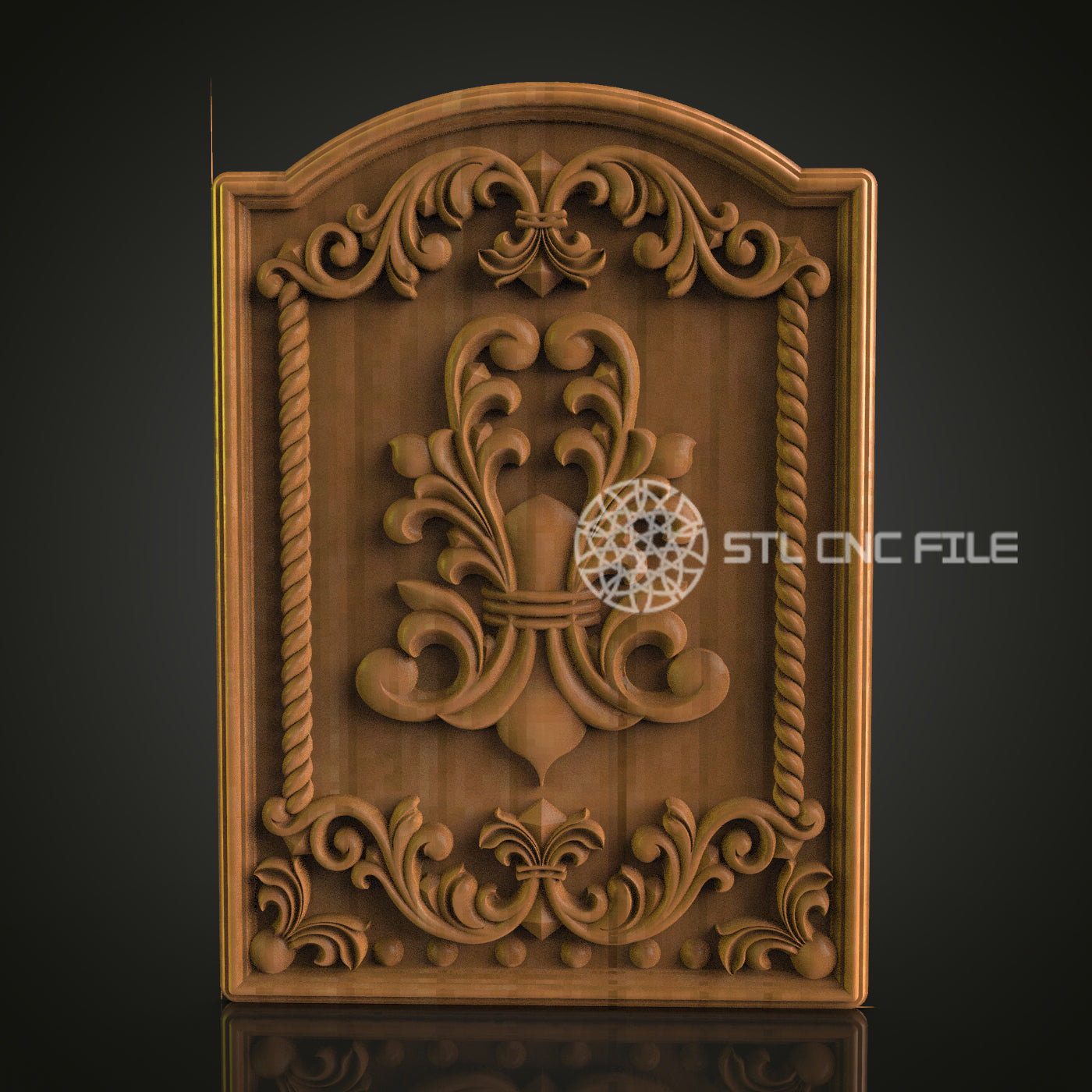 Elegant 3D Carved Ornate Panel STL File for CNC and 3D Printing - Decorative Relief Art, Wall Decor, Digital Download