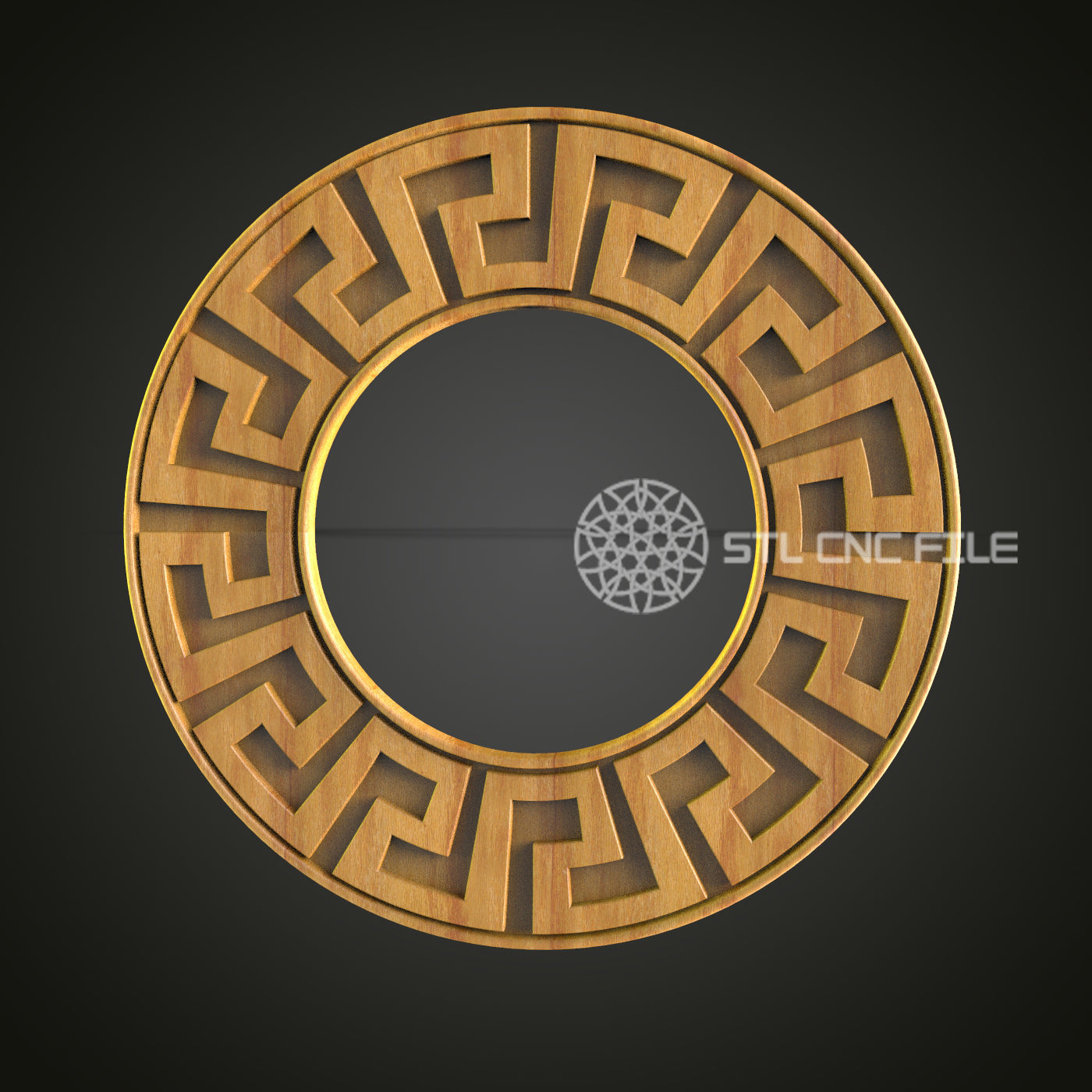 Geometric Greek Key Circular Frame - CNC Router STL File, Modern Wall Decor