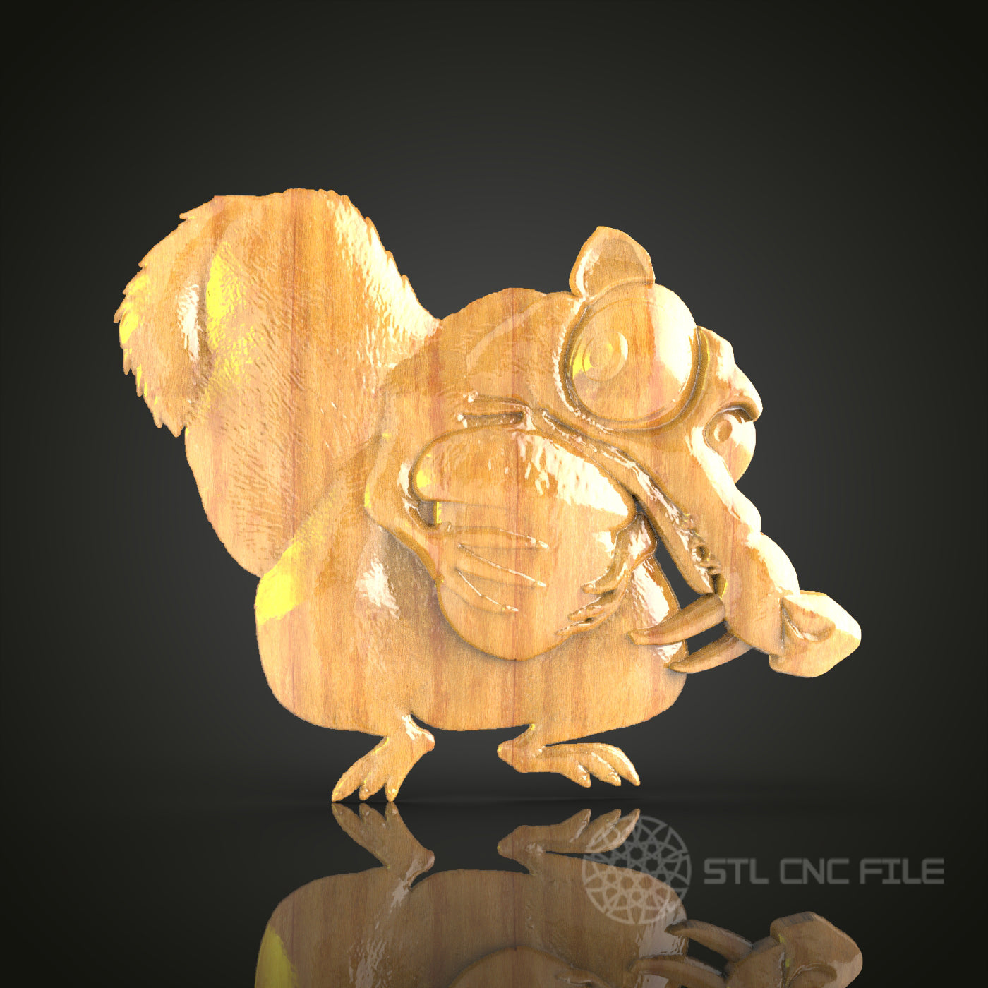 Cartoon Squirrel 3D STL Model - CNC Router Wood Art, Wall Decor, Digital File for Artcam, Aspire