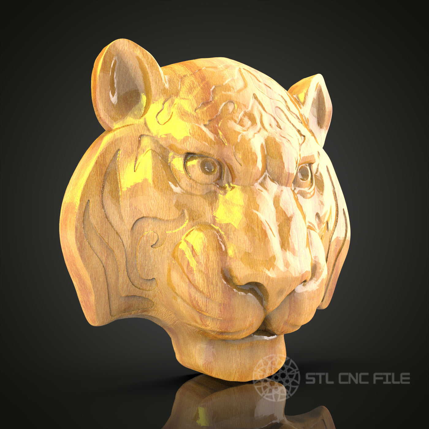 Majestic Tiger Head Wall Sculpture – CNC Router STL Model