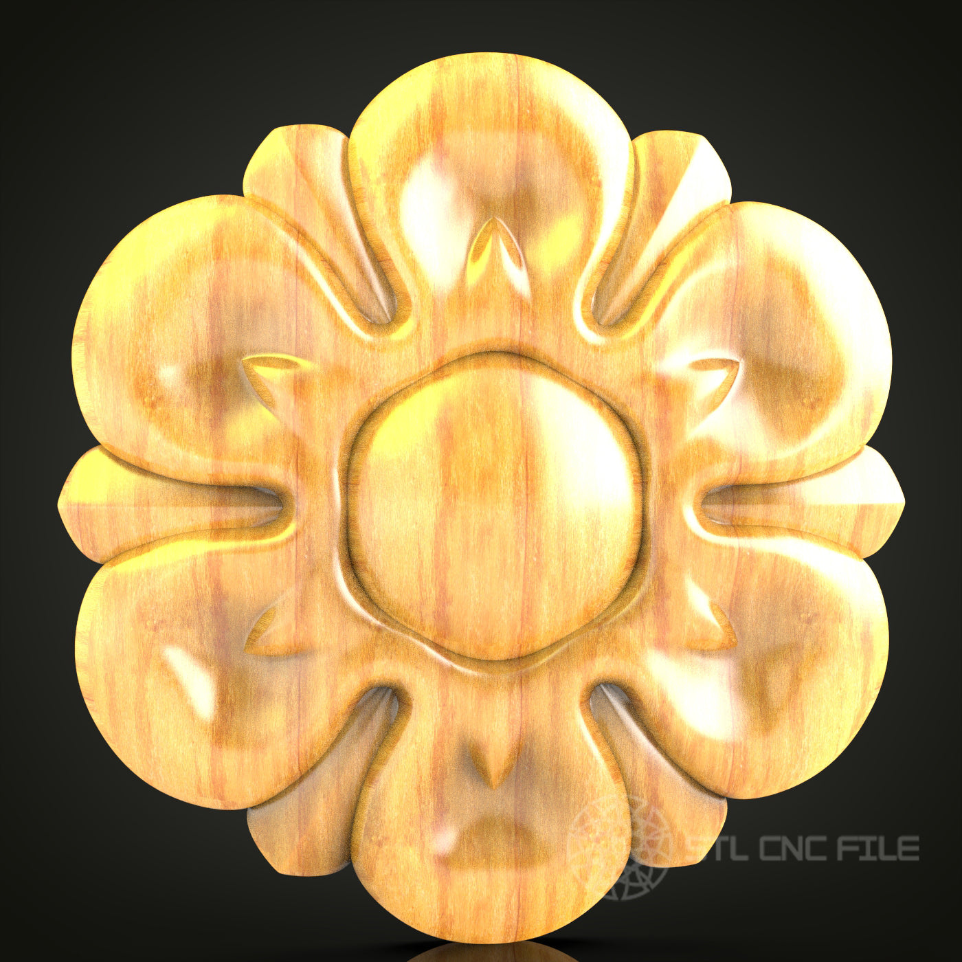 Sunflower Medallion STL Model for CNC, 3D Router File, Artcam Aspire Wood Carving, Wall Decor Art