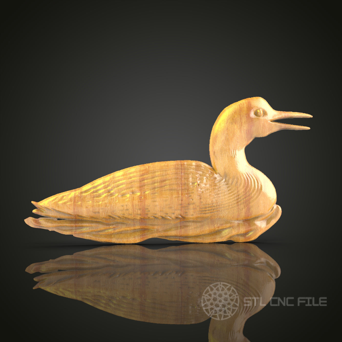 Swimming Bird STL Model for CNC Routing - Perfect for Wood and Metal Art Projects