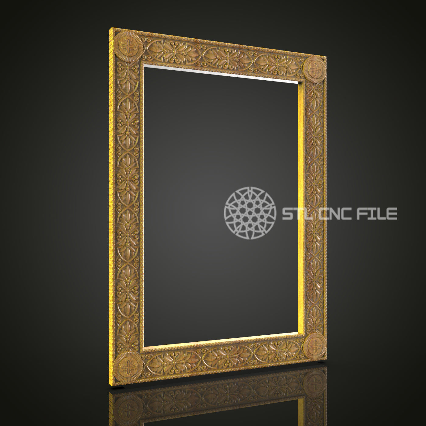 Ornate CNC Carved Frame STL File for Router Engravers - Digital Download for Wood Wall Art Decor