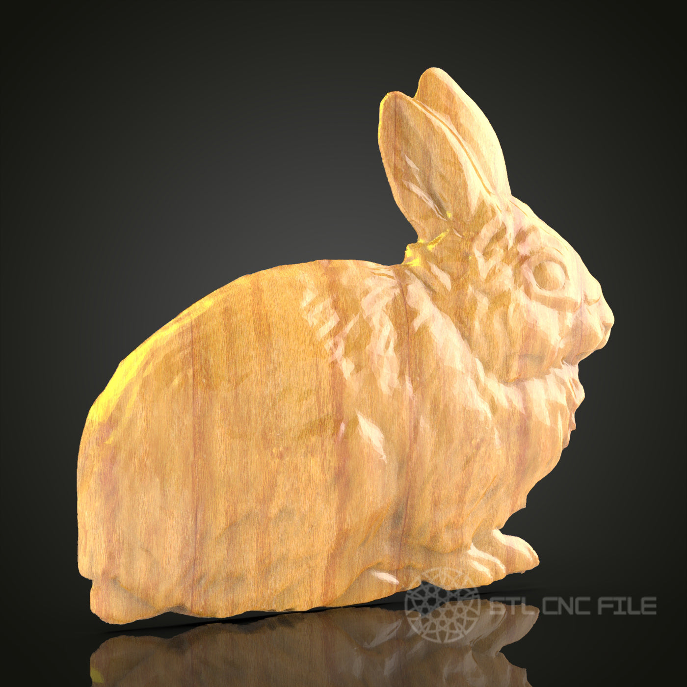 Rabbit 3D STL Model for CNC Router - Detailed Bunny Wood Carving Digital File, Garden Decor