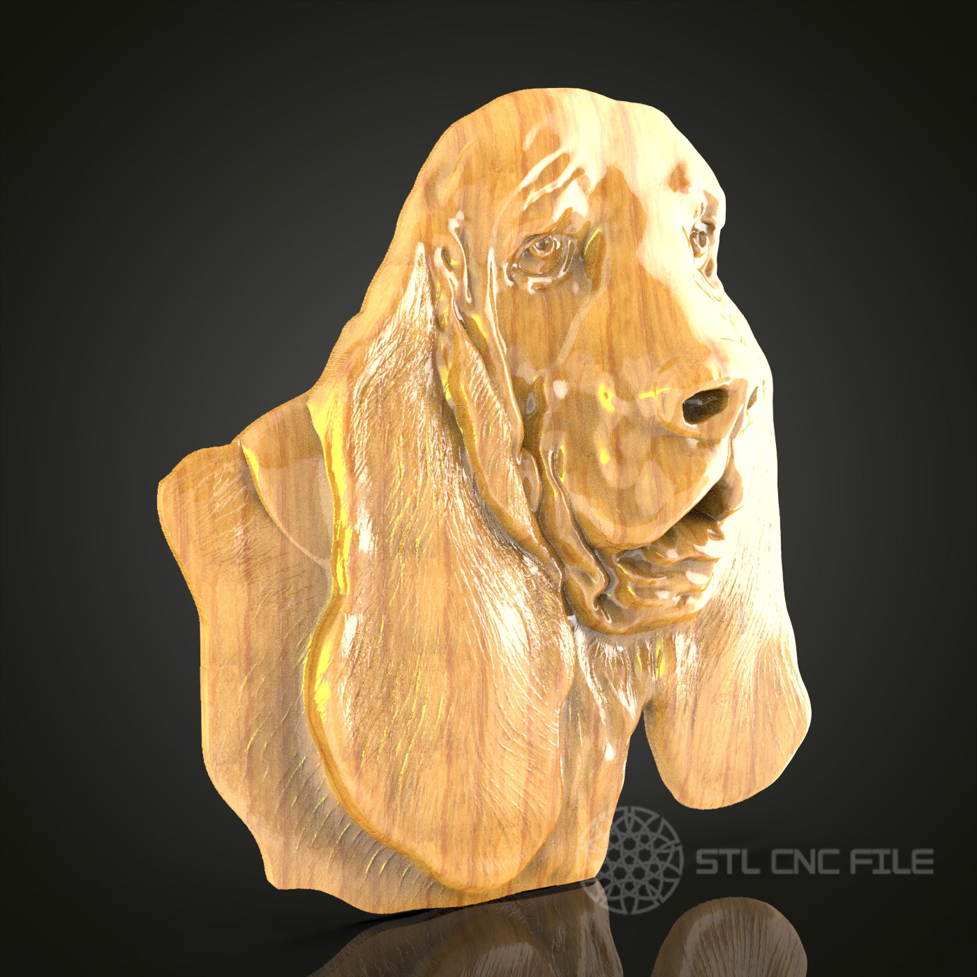 Elegant Dog Head 3D STL Model for CNC - Artistic Wood Wall Decor, Digital CNC Files for Artcam, Aspire