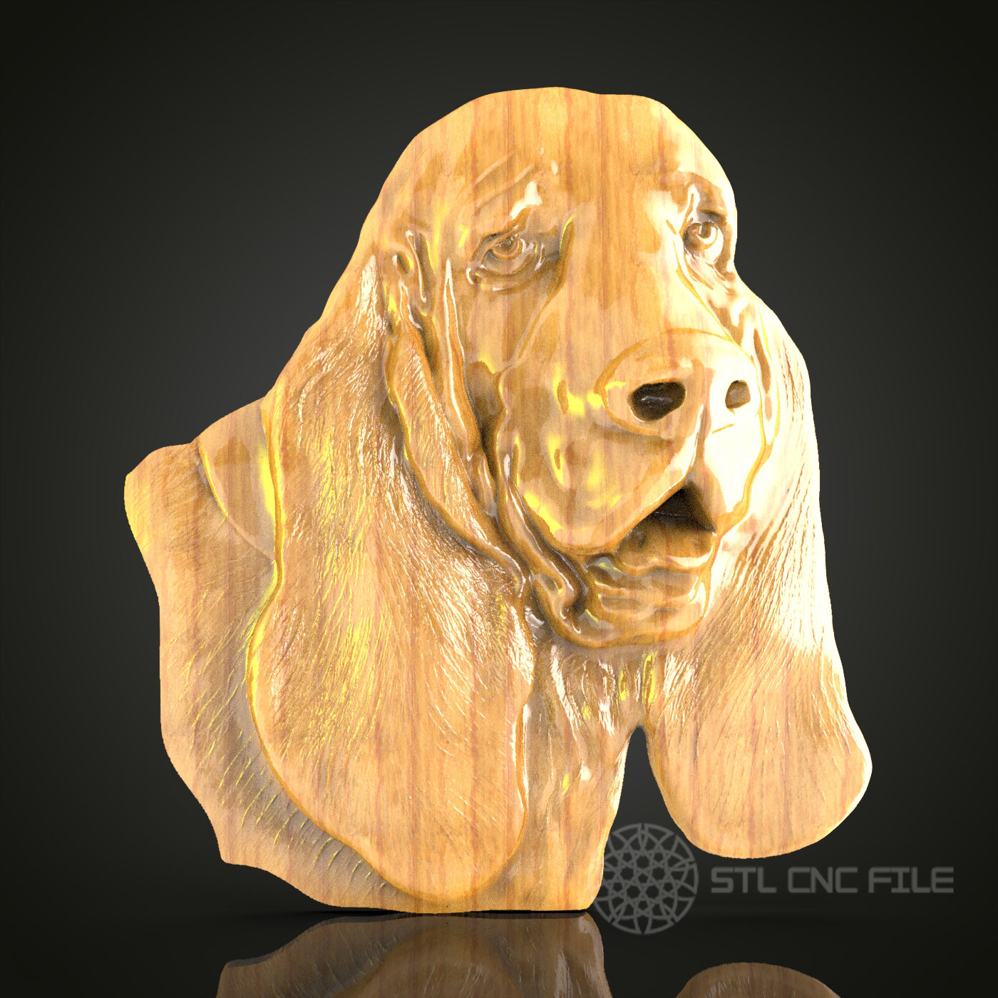 Elegant Dog Head 3D STL Model for CNC - Artistic Wood Wall Decor, Digital CNC Files for Artcam, Aspire
