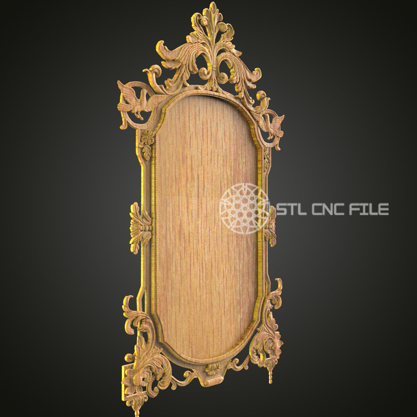 Rococo Style CNC Engraved Frame - Luxurious Wood Carving, Ornate Mirror Frame