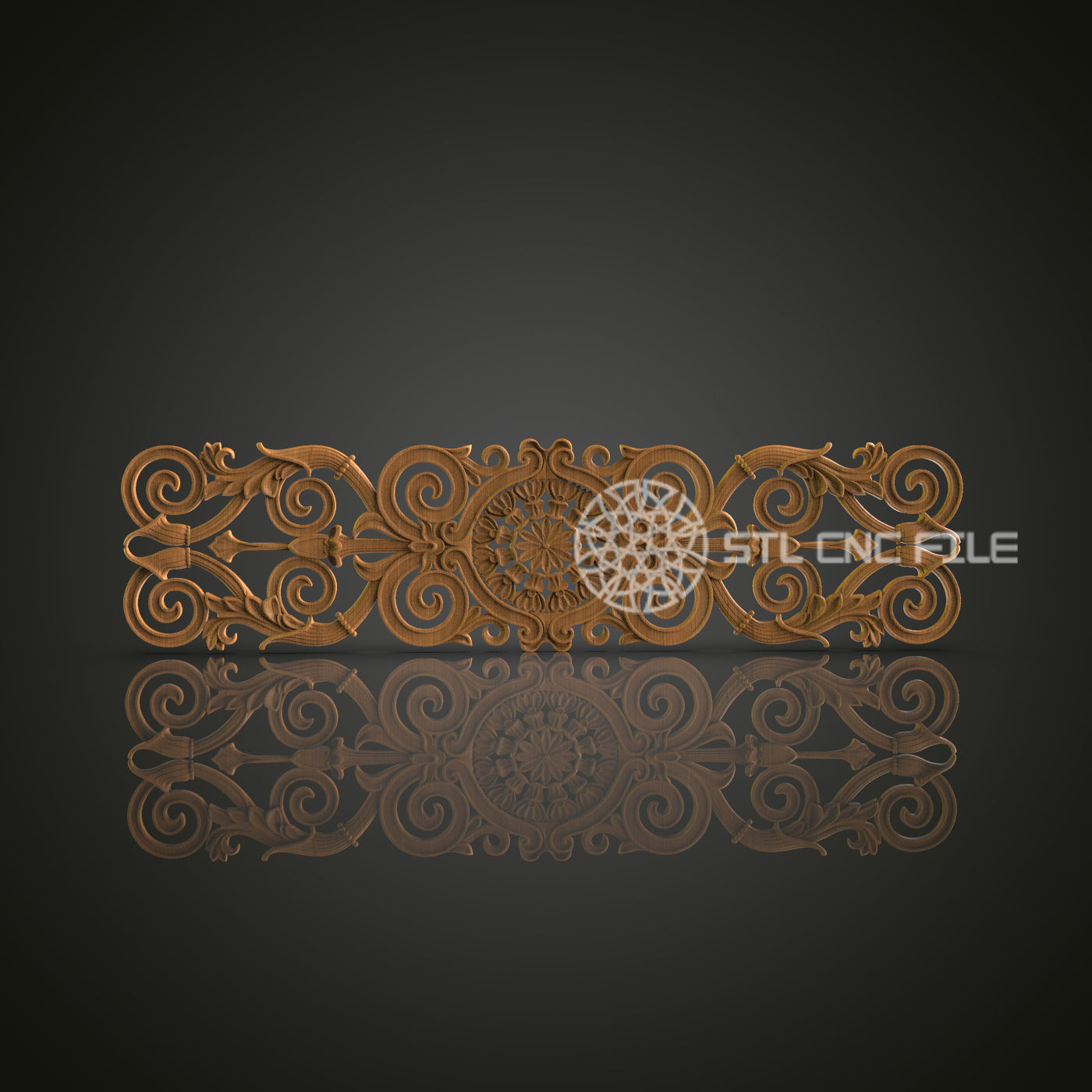 Intricate 3D Carved Decorative Scroll Panel STL File for CNC and 3D Printing - Ornate Relief Art, Wall Decor, Digital Download