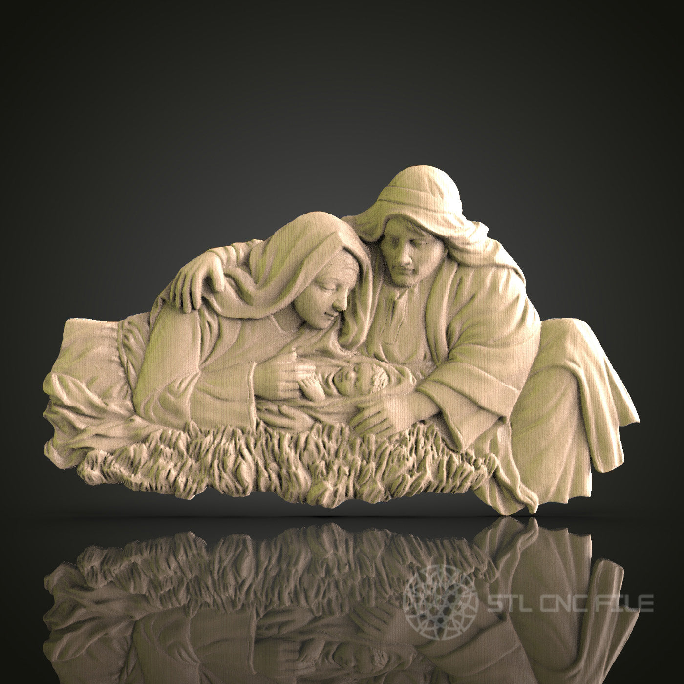 Nativity Scene Relief STL Model for CNC Router, Aspire, Artcam, 3D Printer, Wall Decor, Wood Art